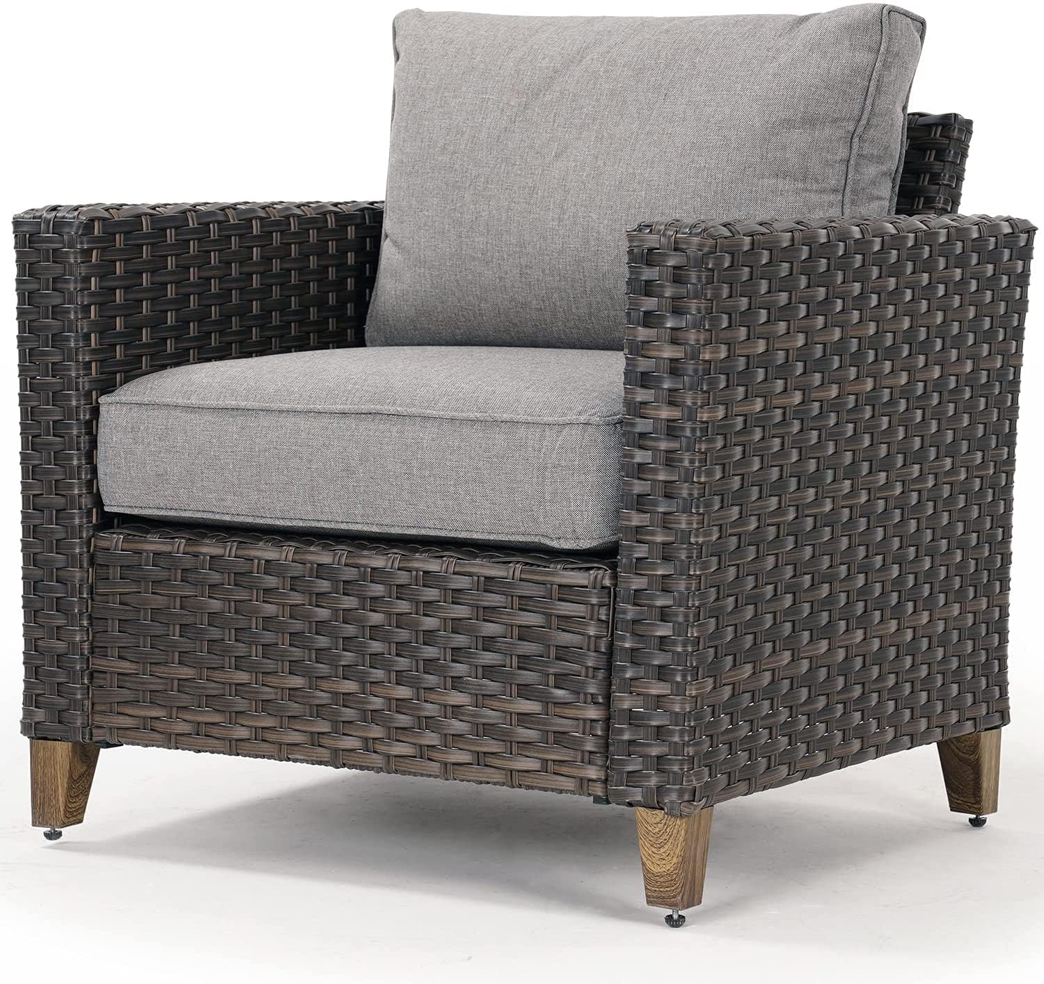Outdoor Wicker Sectional Sofa Set with Thick Cushions - Patio Furniture for Deck, Porch, Poolside & Garden - Modular Single Sofa for Relaxing & Entertaining