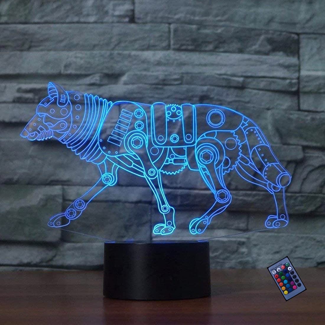 3D Wolf Night Light with 16 Color Changing LED, USB Powered, Remote Control & Touch Switch - Perfect for Bedroom, Nursery, Kids Room, and Home Decor