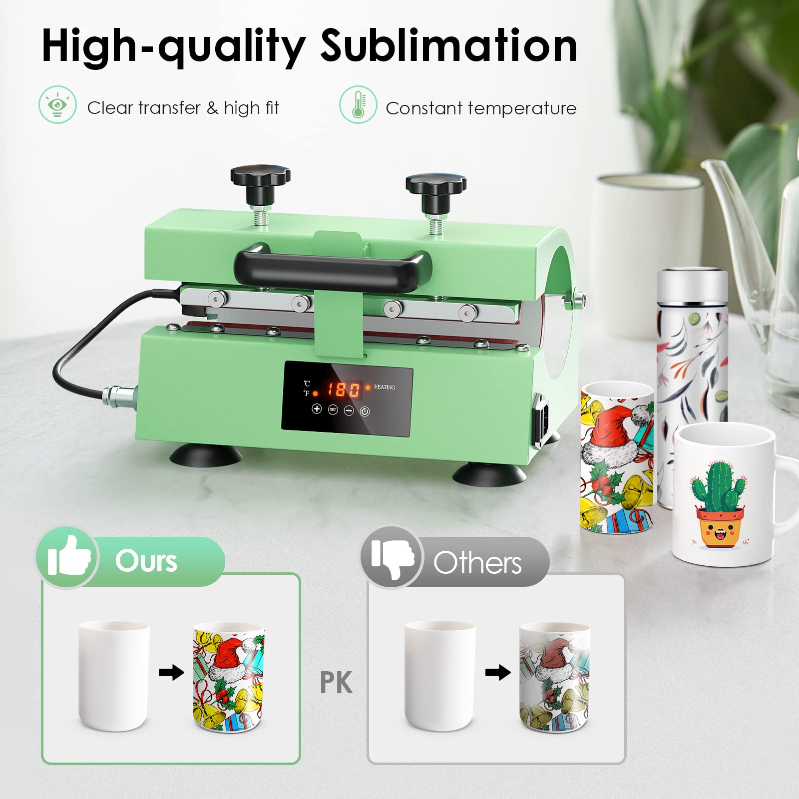 110V Auto Timer Tumbler Heat Press Machine for 11-30oz Sublimation - Perfect for Straight Tumblers, Ceramic Mugs & Glass Cans - Digital Temp & Timer Control - Ideal for DIY Custom Drinkware, Personalized Gifts & Small Business Printing