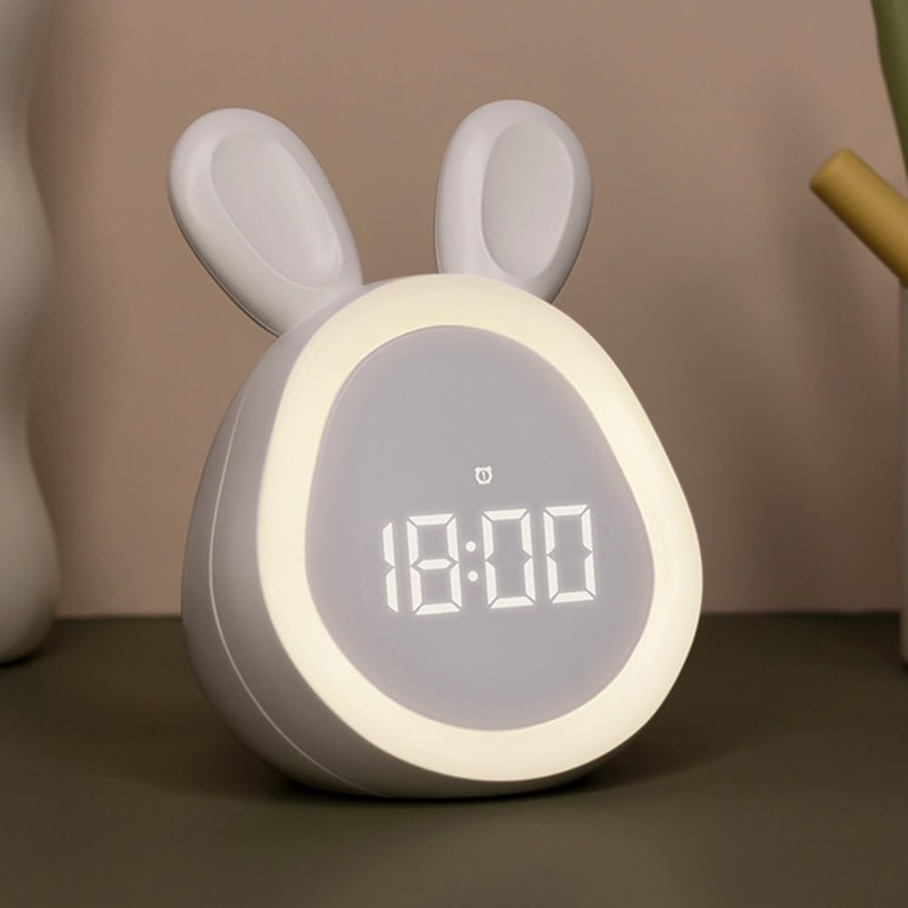 PETSTIBLE Digital Alarm Clock with LED Display, Night Light & Stepless Dimming - Perfect for Kids, Bedrooms & Home Use (White)