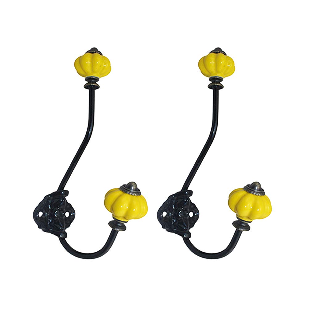 TOPBATHY 2-Pack Ceramic Wall Mount Coat Hooks - Pumpkin Shaped Key & Towel Hooks for Bathroom, Bedroom, Living Room - Durable & Stylish Home Decor (Random Color) - Perfect for Organizing Coats, Keys & Towels in Small Spaces