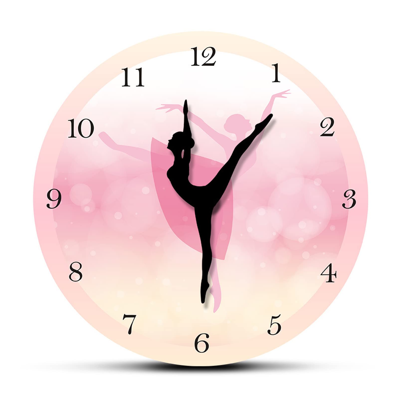 NOBCE 12 Inch Wall Clock for Kids Room - Ballet Girl Themed Quartz Battery Operated Clock - Perfect for Children's Bedroom, Nursery, Playroom & Living Room Decor