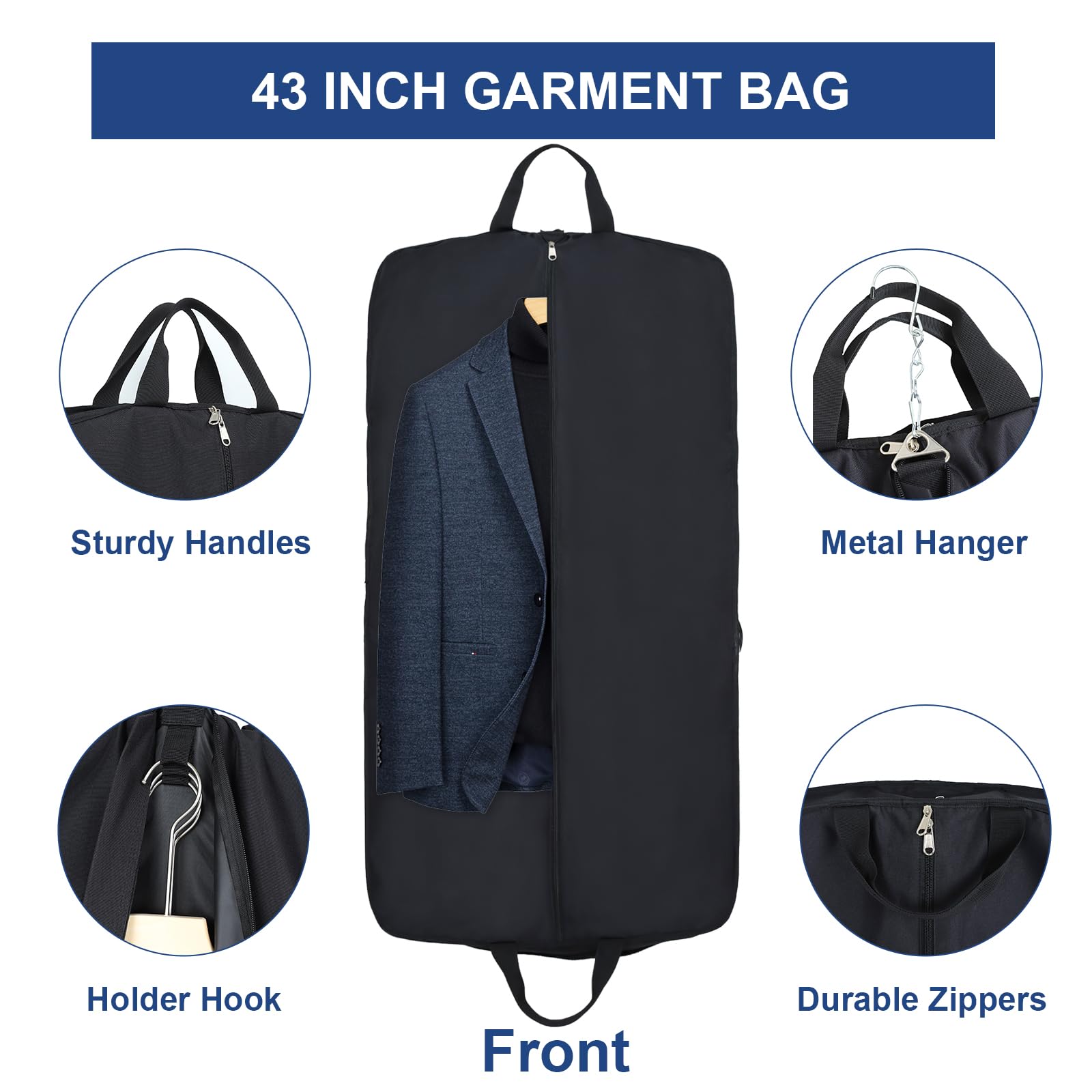 Best Garment Bag for Travel - Large Foldable Suit Organizer Carry On Bag - Perfect for Business Trips, Weddings & Vacations