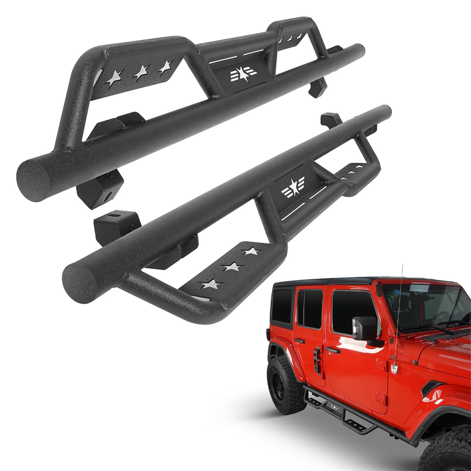 u-Box JLU Running Board Nerf Side Step Bars for Jeep Wrangler JL Unlimited 4-Door (2018-2025) - Heavy Duty Aluminum Alloy Off-Road Side Steps - Easy Installation & Enhanced Vehicle Access for Adventure & Daily Driving