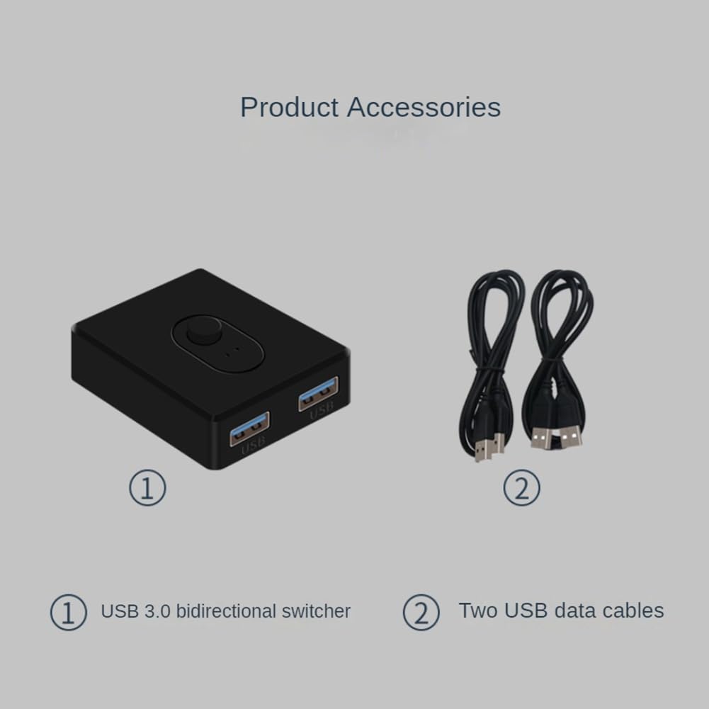 TDKFDWSDOA USB 3.0 KVM Switch - 4 Port USB Splitter Hub for Sharing Keyboard, Mouse, Printer & Peripherals Between 2 Computers - Compatible with Laptop, PC, Mac - Durable ABS Plastic Housing (Perfect for Home Office, Gaming Setup & Multi-Device Workspaces)