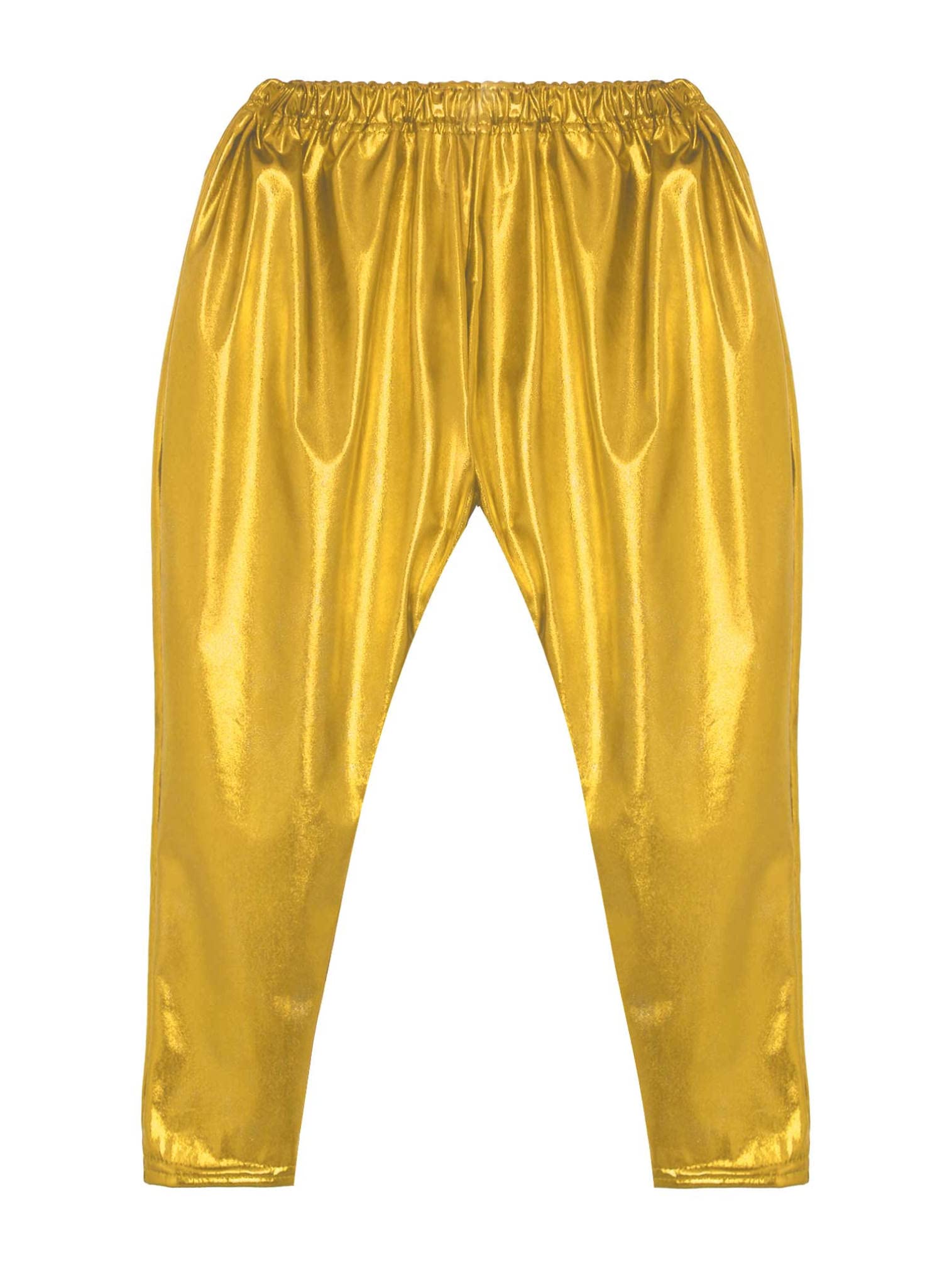 Easyforever Shiny Metallic Dance Pants for Girls & Boys - Harem Yoga Tights for Jazz, Hip Hop, Latin & Ballet - Perfect for Dance Classes, Performances & Costumes