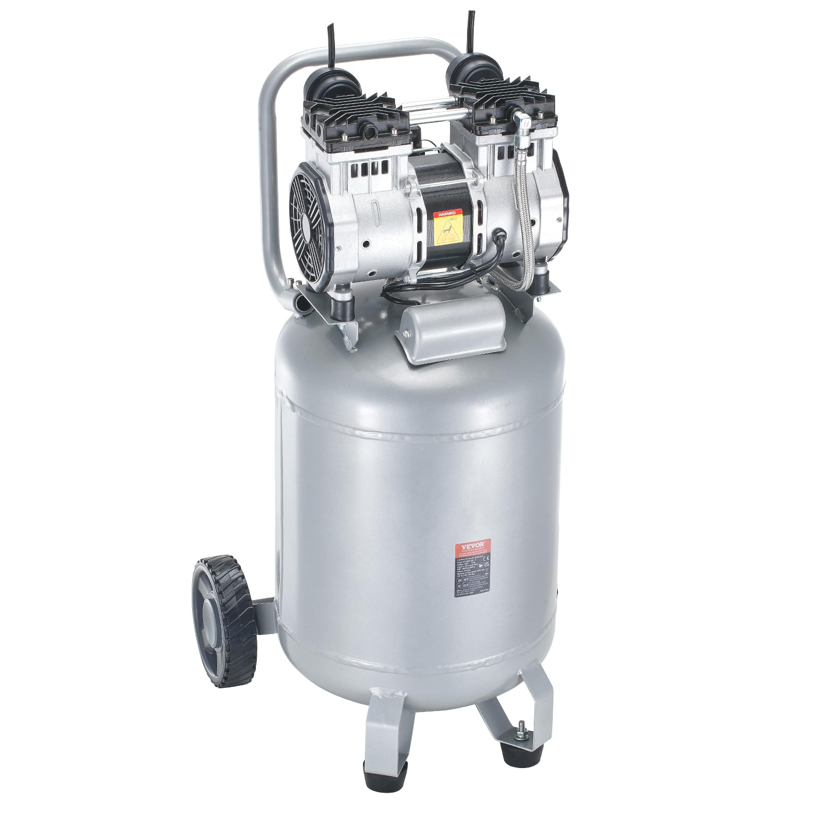 VEVOR 13 Gallon Air Compressor - 2HP Oil-Free 4.6 SCFM@90PSI with 125PSI Max Pressure, 66dB Ultra Quiet 120V Electric Air Compressor for Auto Repair, Spray Painting, Woodworking, Nailing & DIY Projects - Perfect for Home Garage, Workshop and Construction Sites