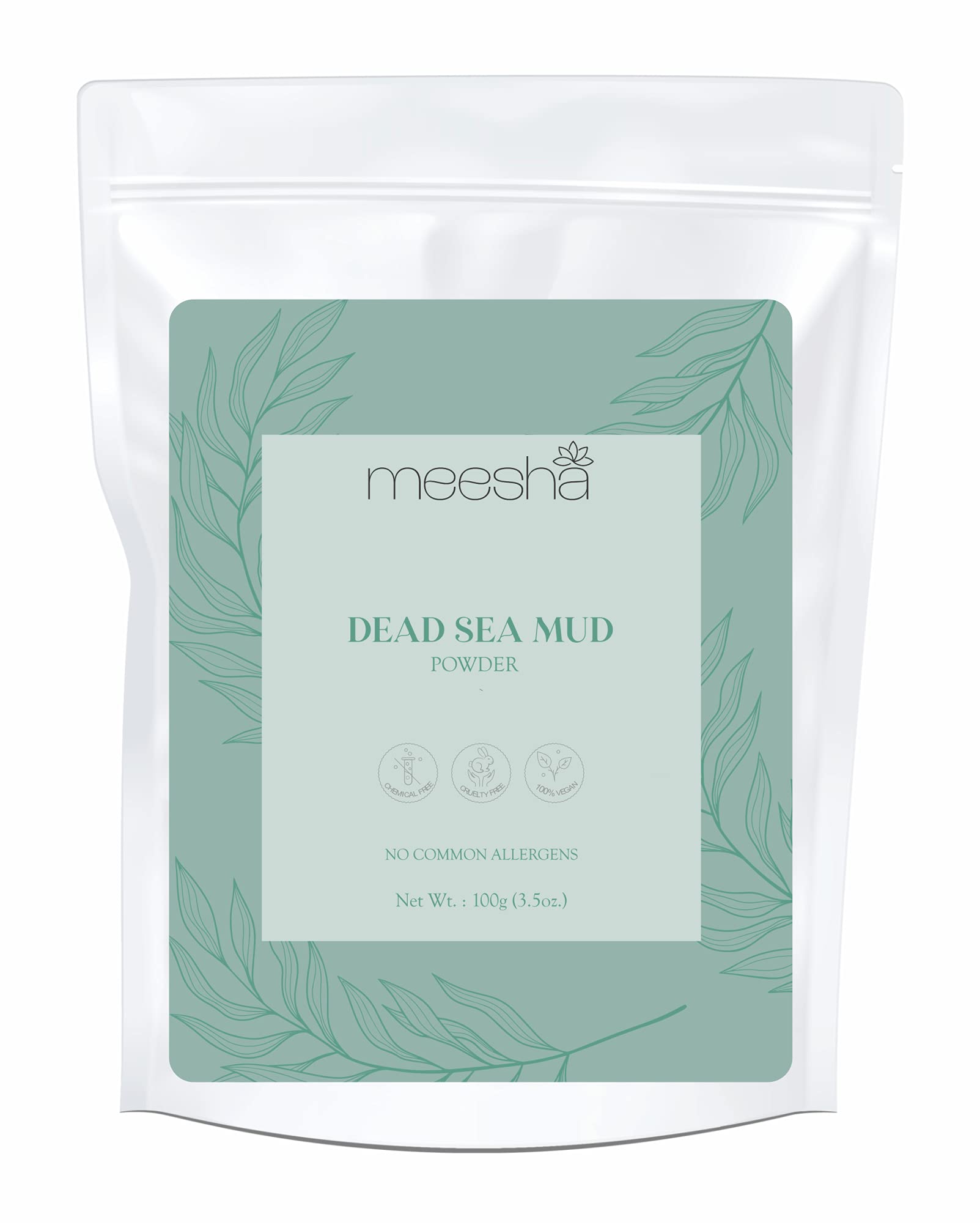**Meesha Dead Sea Mud Powder - 3.5 oz (100g) | Natural Exfoliating, Detoxifying & Hydrating Clay for DIY Face & Body Masks | Spa & Skincare Treatment | 100% Pure for Glowing Skin - Perfect for Home Spa, Acne Care & Relaxation**