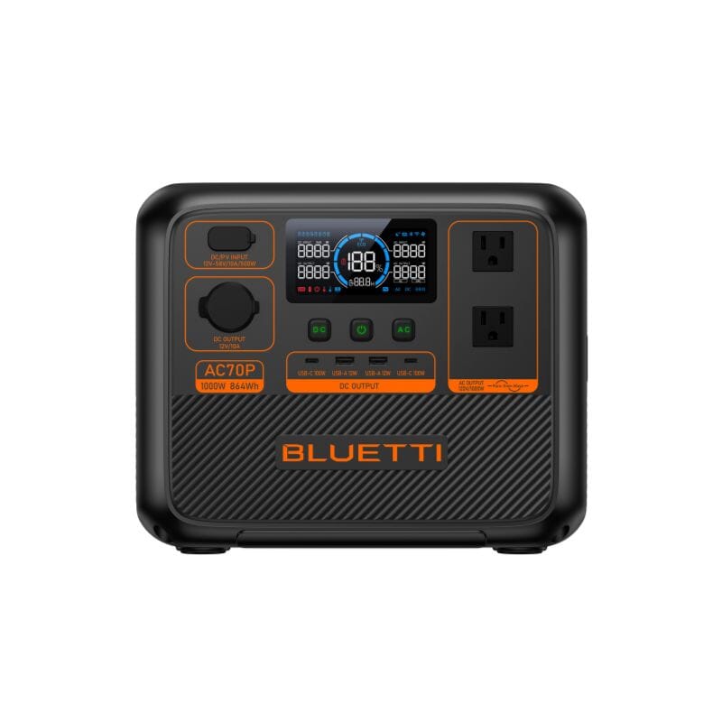 Bluetti AC70P 1000W 864Wh Portable Power Station with Solar Panel | Solar Generator Kit for Camping, RV, Emergency Backup & Off-Grid Power Supply