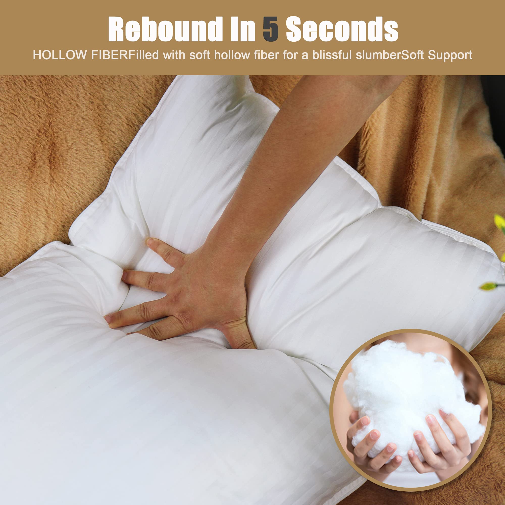 King Size Bed Pillows for Sleeping - Set of 2 Ultra Soft Support Pillows for Side, Back & Stomach Sleepers | Perfect for Home, Hotel & Guest Room Comfort