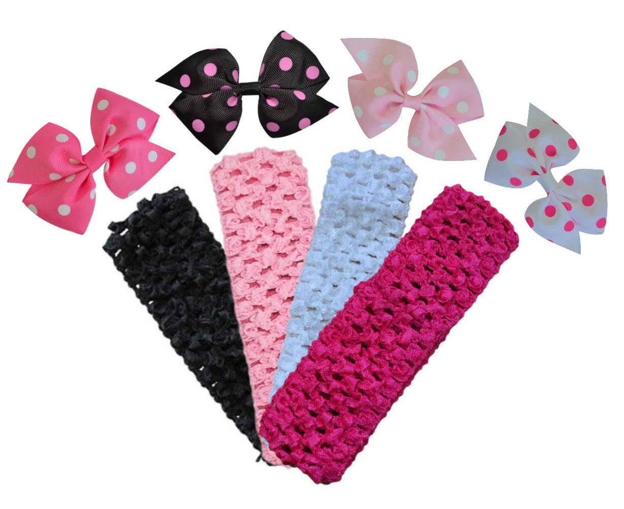 Stylish Polka Dot Crochet Baby Headbands Set - Mix & Match for Girls & Boys - Perfect for Newborn Photography, Birthday Parties & Everyday Outfits