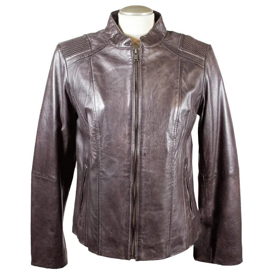 BOL Women's Basket Weave Accent Leather Jacket - Stylish Faux Leather Biker Jacket for Women | Perfect for Casual Outfits, Date Nights & Fall Fashion