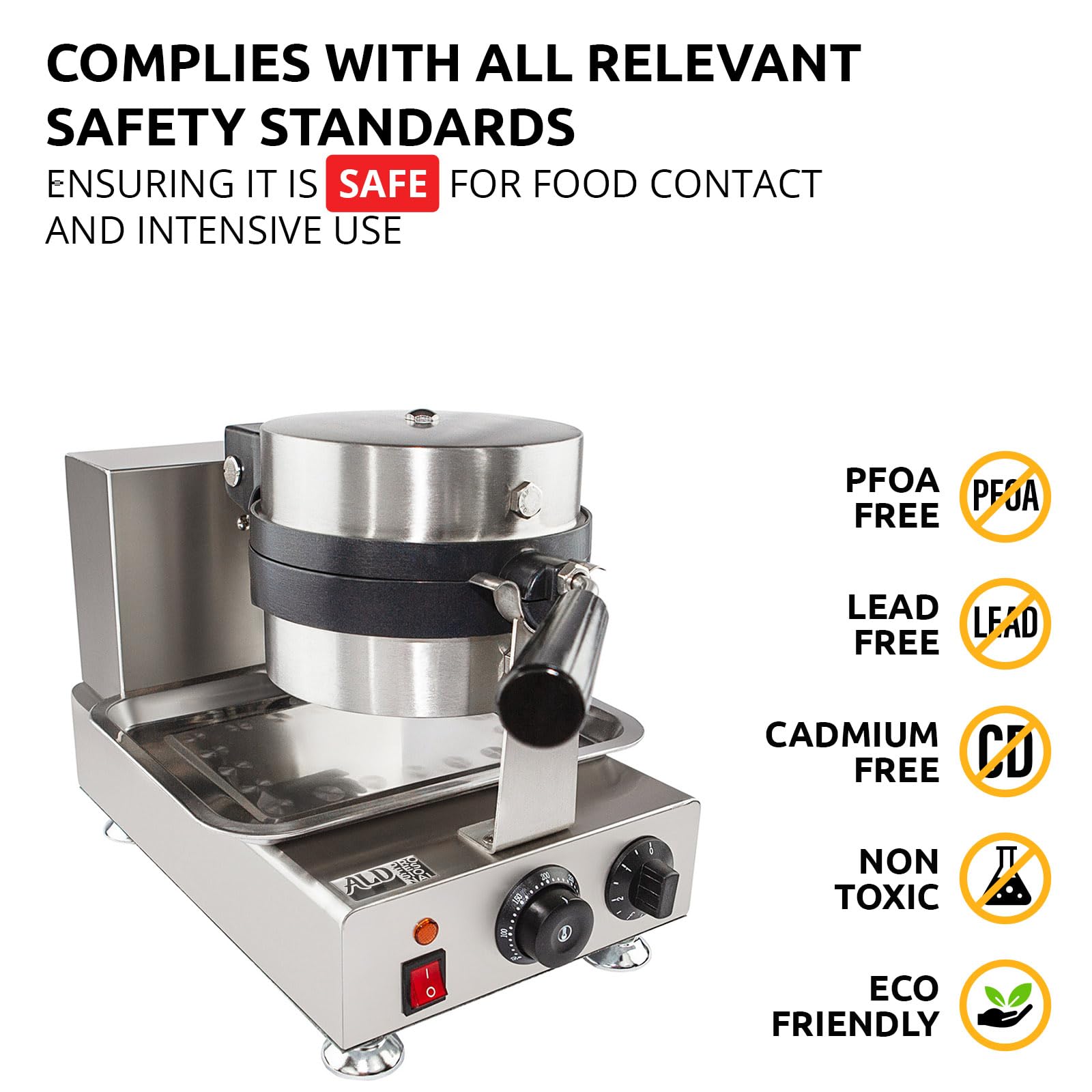 ALDKitchen Belgian Waffle Maker - Thick Round Waffle Iron with 360° Rotating Mechanism & Nonstick Coating - 110V Single Head Waffle Machine for Breakfast, Brunch & Desserts