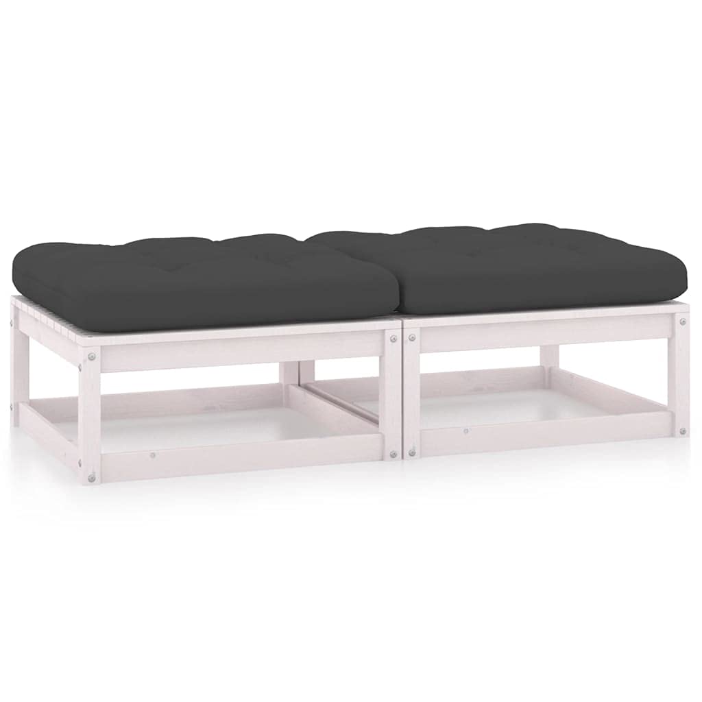 Outdoor Contemporary Sofa Chair Set - 2-Piece Patio Furniture with Cushions, Solid Pinewood Garden Footstools for Balcony, Backyard, Poolside - Perfect for Relaxing, Lounging & Outdoor Entertaining