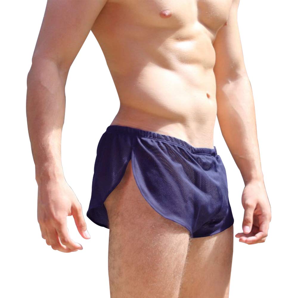 **Men's Athletic Split Side Shorts - Breathable Mesh Workout Shorts for Running, Gym & Sports - Sexy Large Split Sides Design**