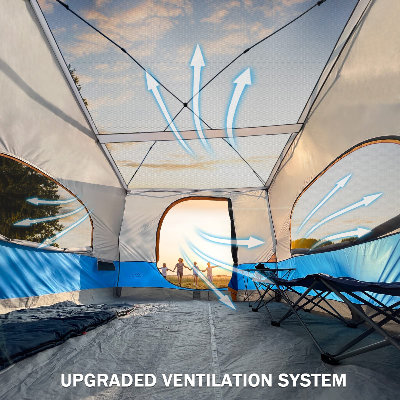 KAMPKEEPER 10'x10' Camping Inner Tent for Pop Up Canopy | Convert Straight Leg Canopy to Camping Shelter | Fully Vented Roof Design | Light Blue | Perfect for Outdoor Camping, Hiking & Backyard Adventures (Canopy & Frame Not Included)
