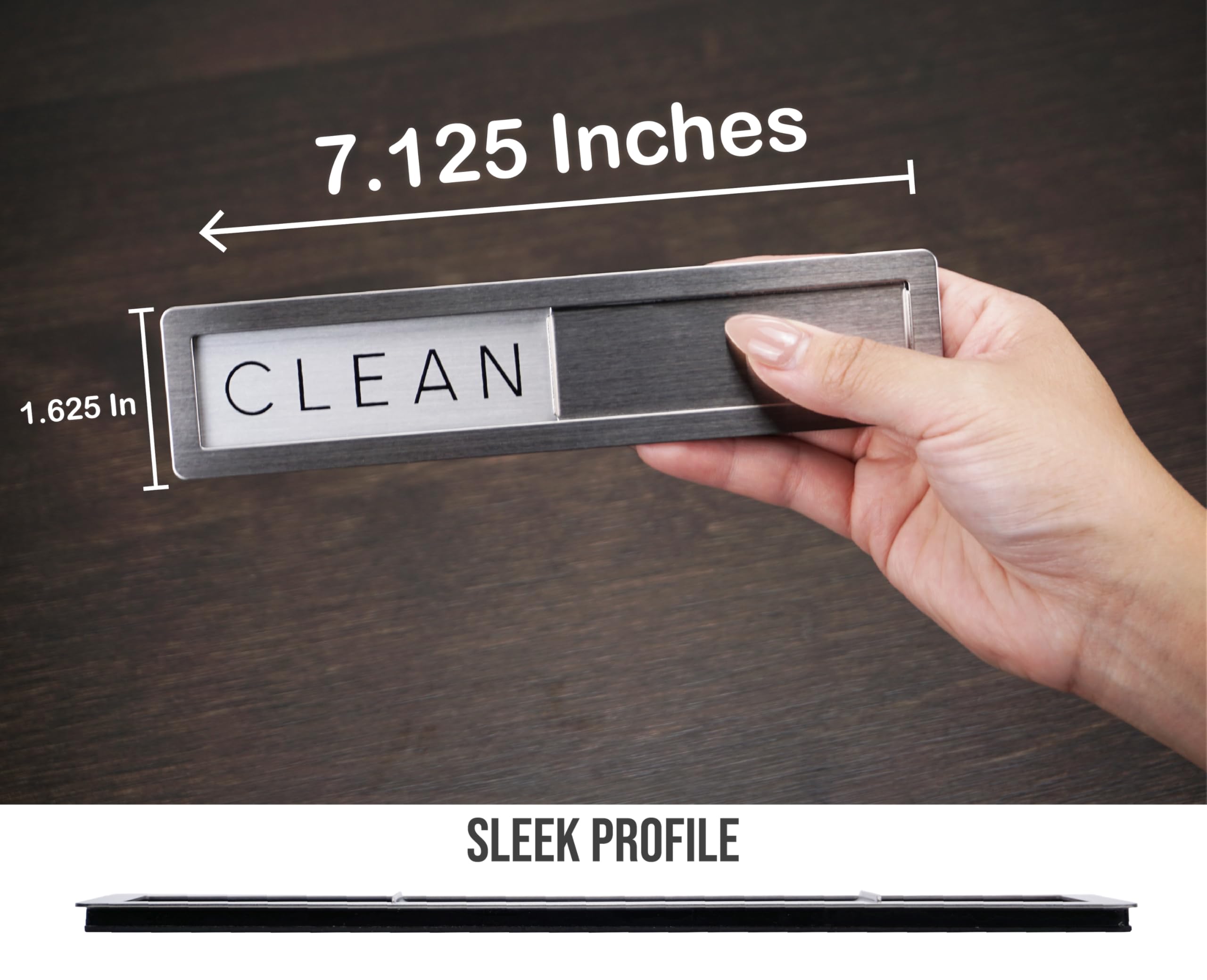 Premium Stainless Steel Clean/Dirty Dishwasher Magnet - Minimalist All-Metal Design with Optional Adhesive for Non-Magnetic Dishwashers | Perfect for Kitchen Organization & Dishwasher Status Indicator