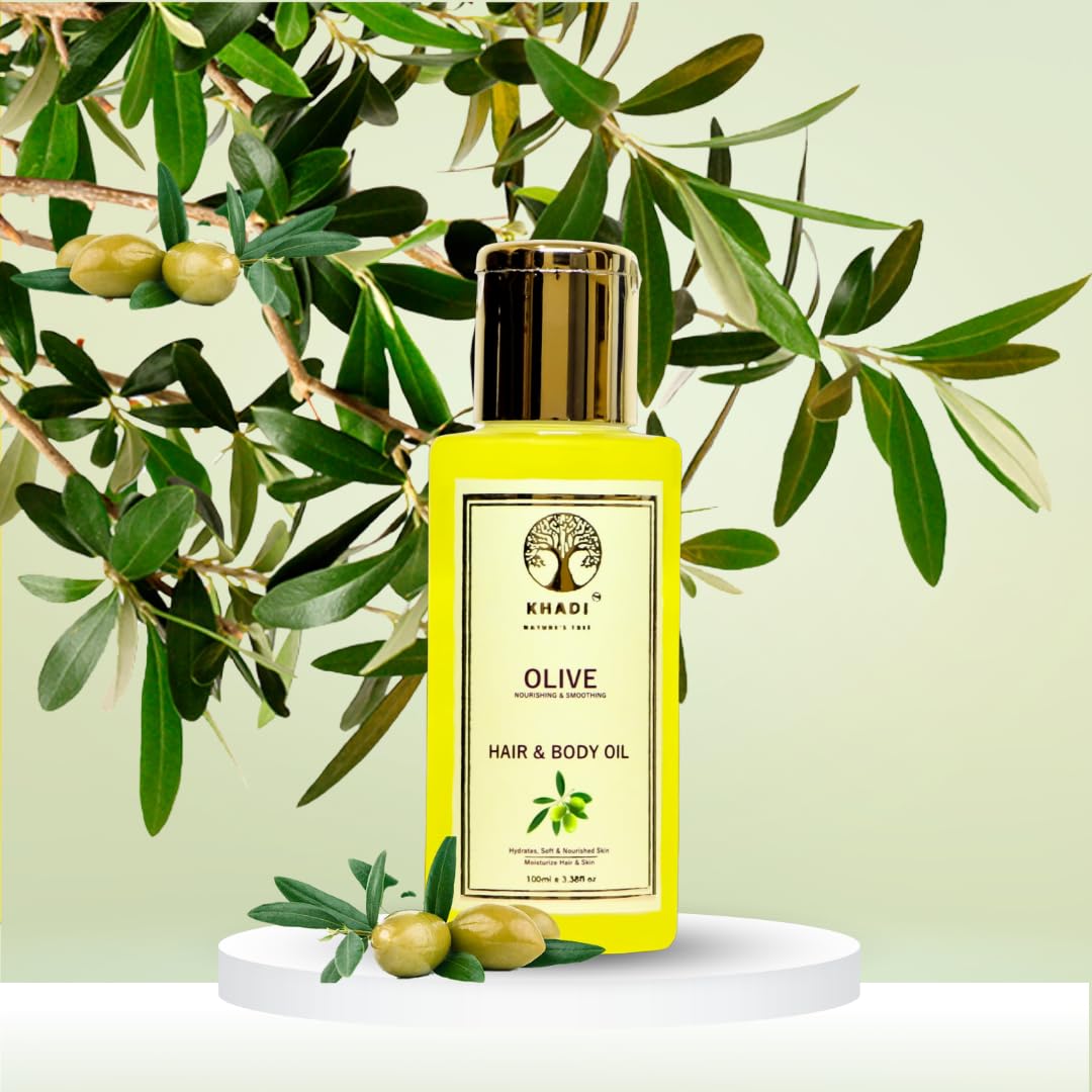 Khadi Nature’s Tree Olive Oil - 100% Pure for Hair Growth, Skin Care & Face Massage | 100ml | Organic & Natural | Perfect for Daily Moisturizing & Scalp Treatment