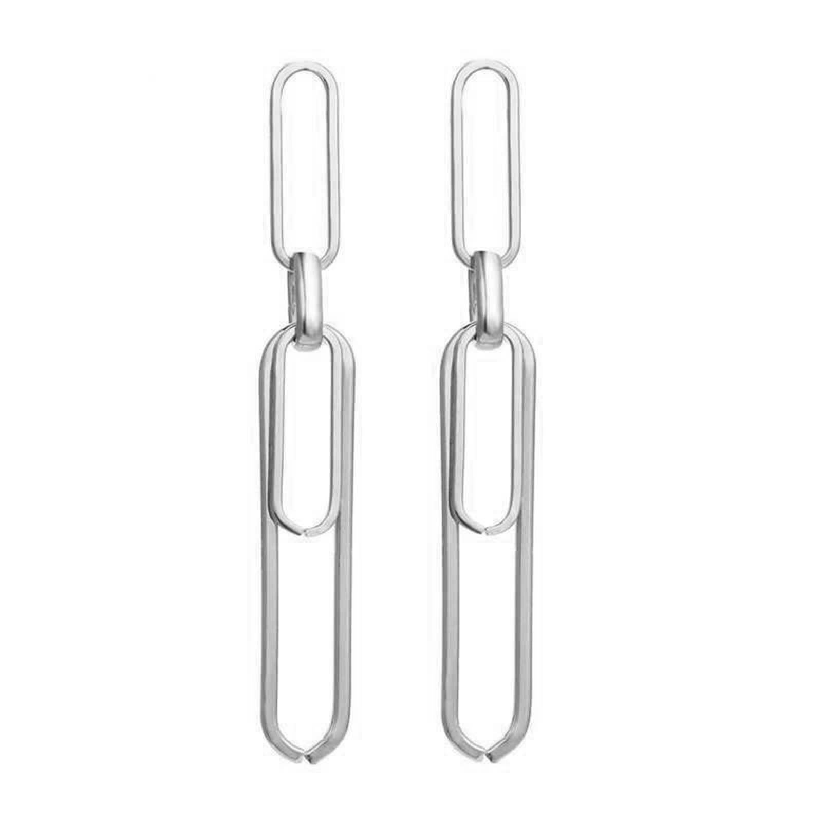 MALOYANVE Punk Paperclip Earrings for Women - Exaggerated Long Geometric Drop Dangle Earrings in Gold & Silver Plated Interlocking Design | Minimalist Retro Link Chain Hoop Earrings | Perfect for Concerts, Parties and Punk Fashion Outfits