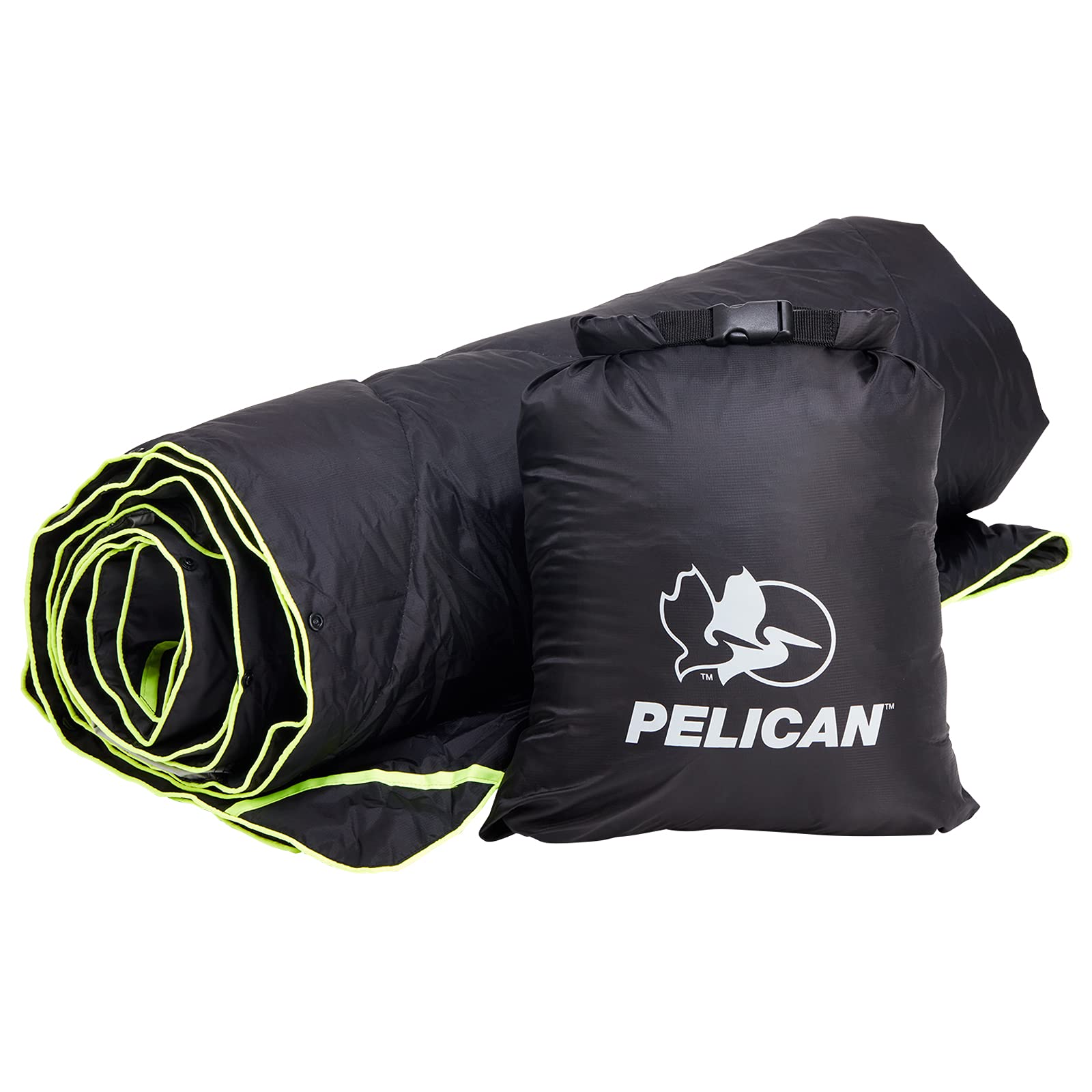 Pelican Outdoor Civilian Woobie Blanket - Lightweight Frictionless Nylon with Duck Down Insulation - Night Vision Black for Camping, Hiking & Emergency Survival Gear