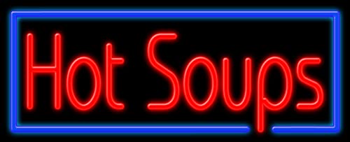 Vintage Glass Neon Sign #11424 - Hot Soups Bar & Restaurant Decor - Handmade in USA - Perfect for Cafe, Diner, and Retro Home Decor