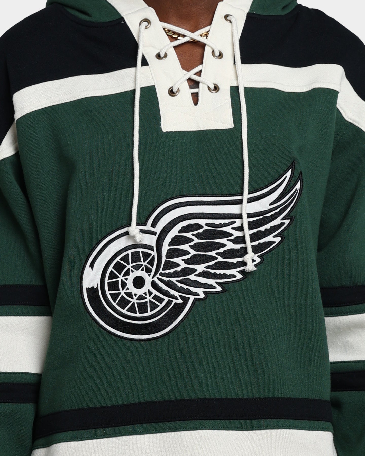 47 Brand Detroit Red Wings Superior Lacer Hoodie - Dark Green NHL Pullover Sweatshirt for Men - Cozy Winter Wear for Game Day & Outdoor Activities
