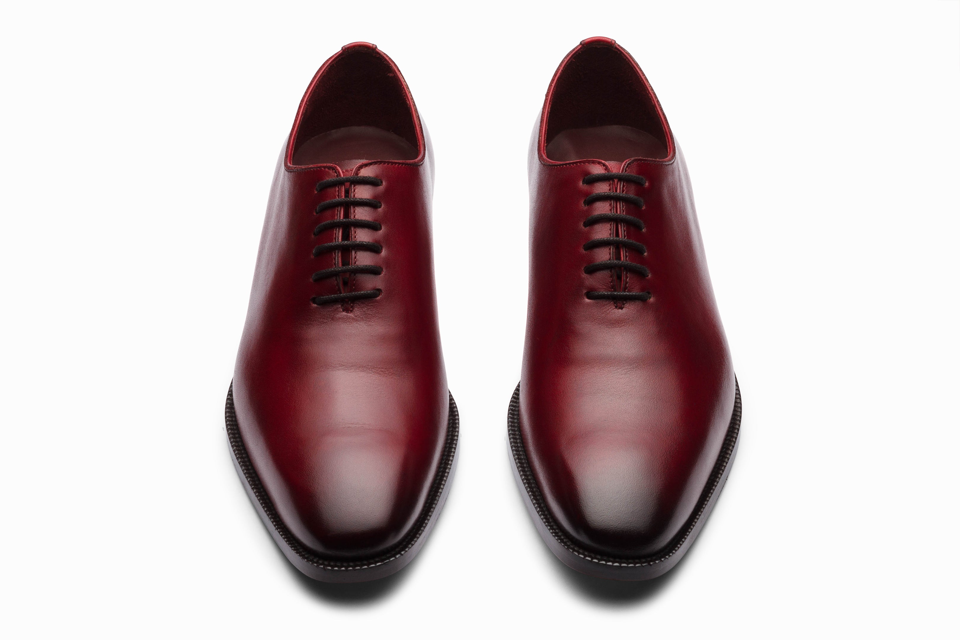 Premium Plain Wholecut Oxford Dress Shoes for Men - Dark Oxblood Leather - Perfect for Business, Formal Events & Weddings