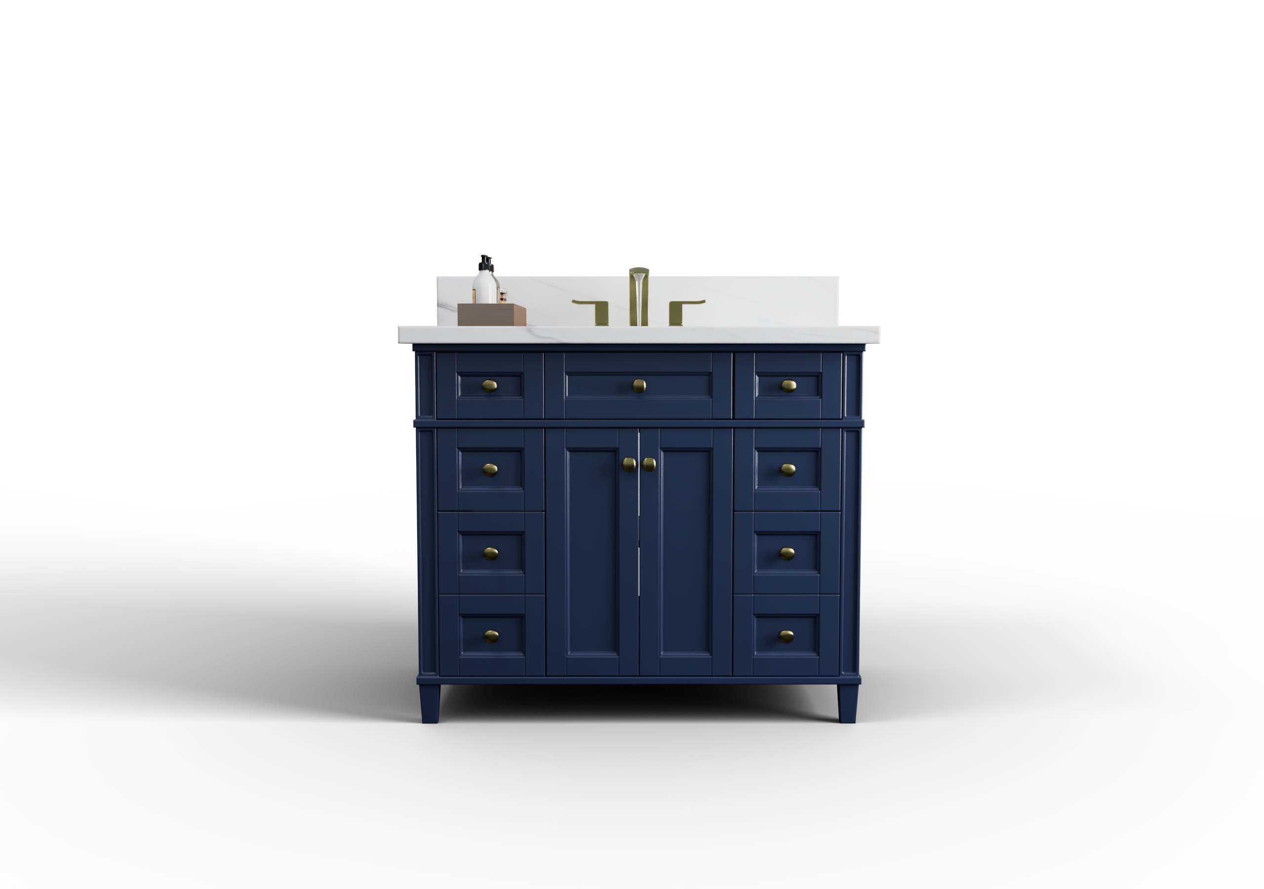 Kensington 41.5 Inch Solid Wood Navy Blue Bathroom Vanity Cabinet - Perfect for Modern Master Bath & Powder Room Remodeling