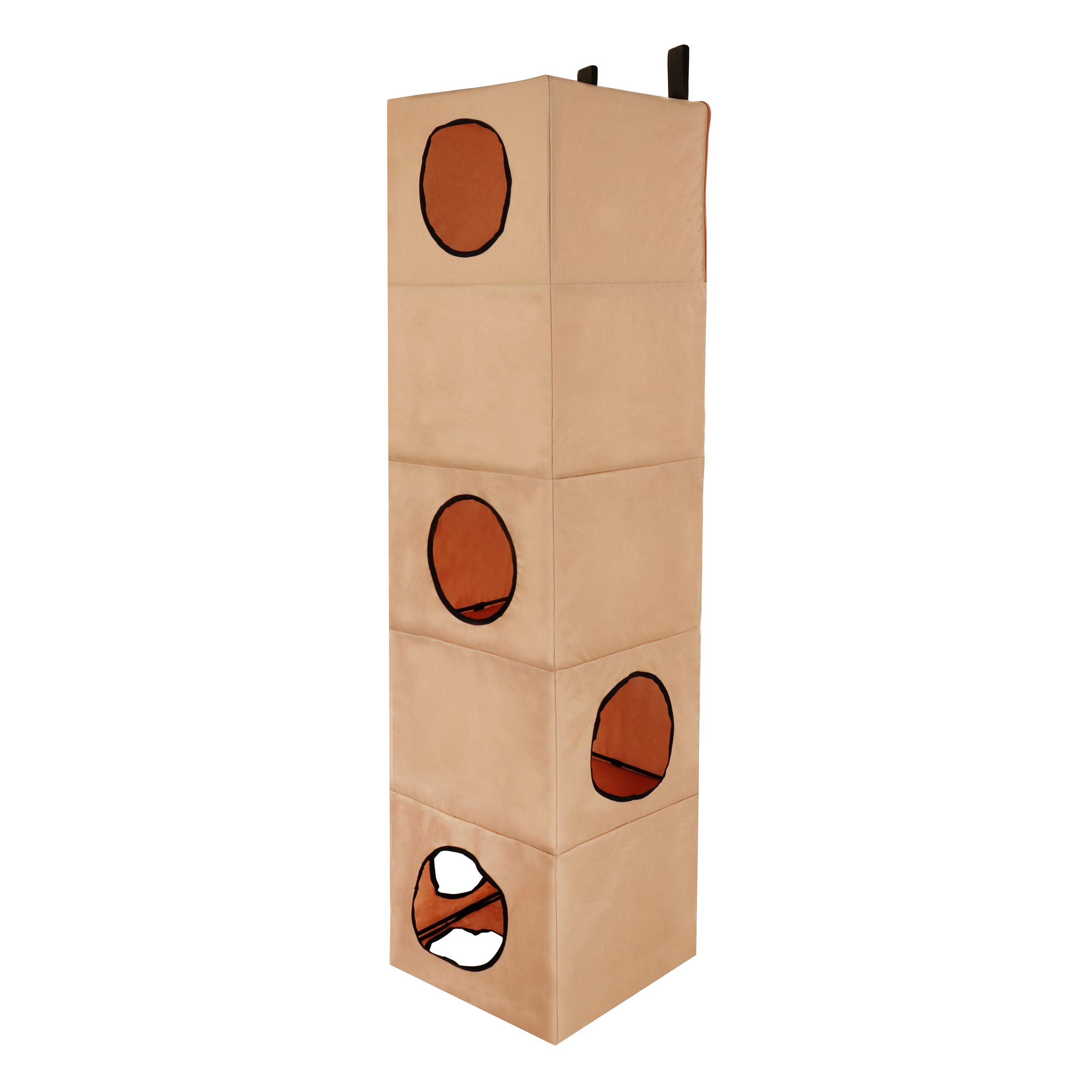 MiMu 5-Tier Over the Door Hanging Cat Tree - Space-Saving Narrow Cat Condo with Nylon Perches for Indoor Cats | Perfect for Apartments & Small Spaces