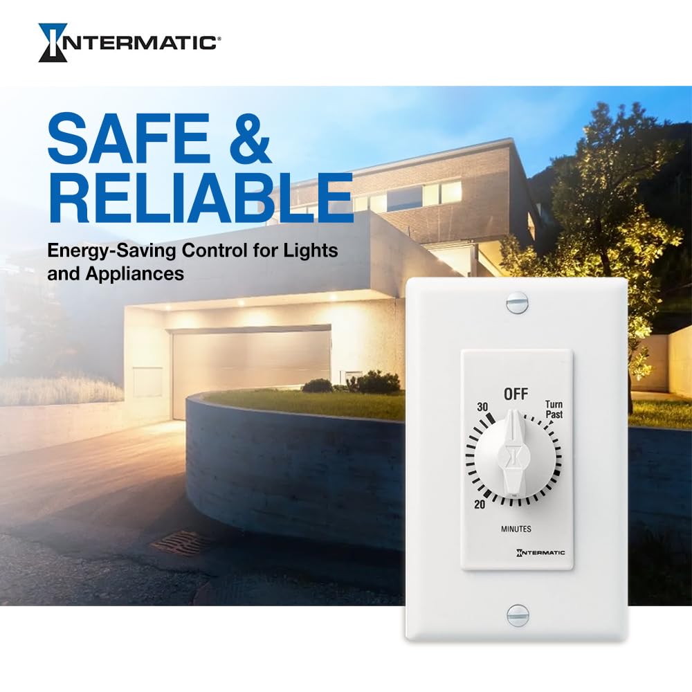 Intermatic SW30MWK 30-Minute Spring Wound Timer - White Mechanical Timer for Lights & Appliances - Energy Saving & Easy Installation - Perfect for Home, Office & Outdoor Use