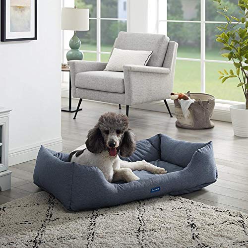 Waterproof Navy Blue Rectangular Dog Bed for Large Dogs - Comfortable & Durable Pet Bed for Indoor, Outdoor, Crate, or Kennel Use