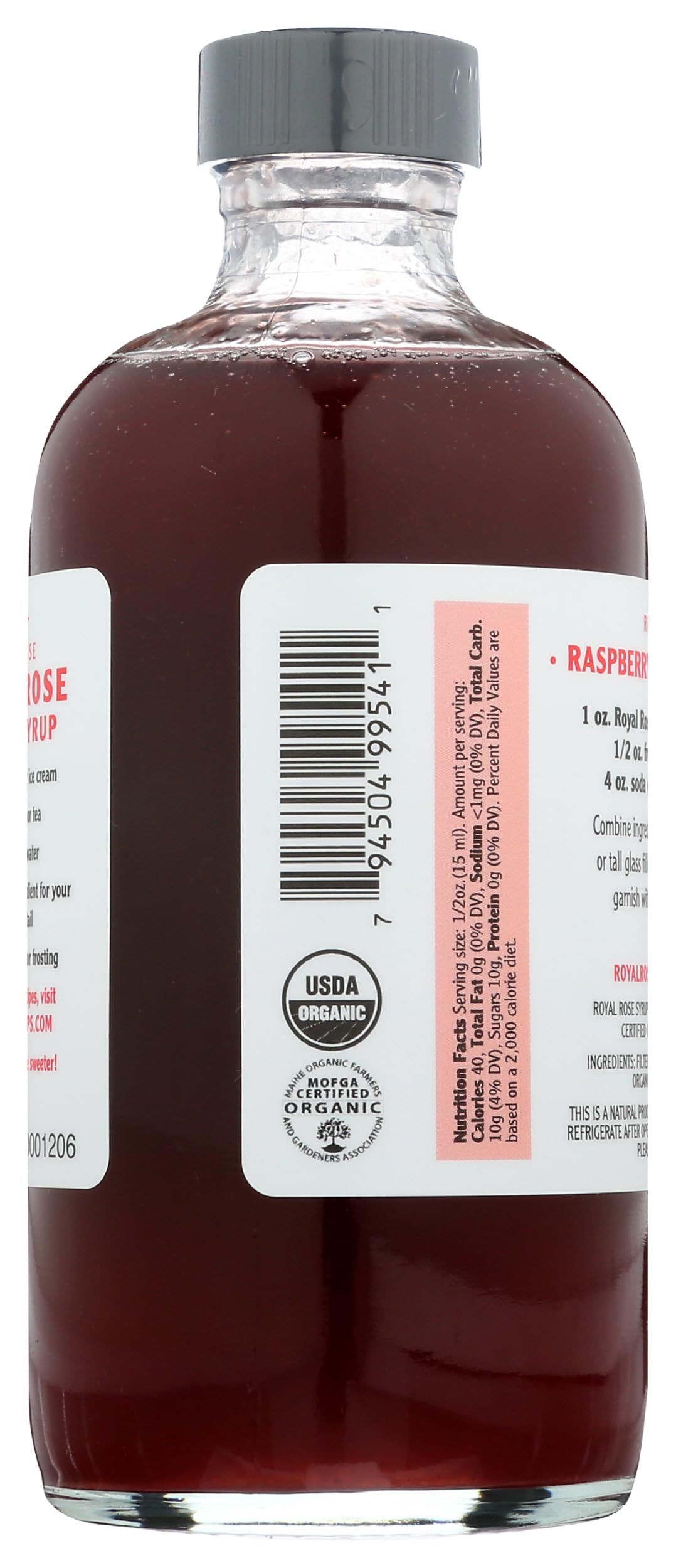 Organic Raspberry Simple Syrup by ROYAL ROSE - 8 Fl Oz | Premium Cocktail Mixer, Dessert Topping & Beverage Flavoring for Mocktails, Coffee, Tea & Baking