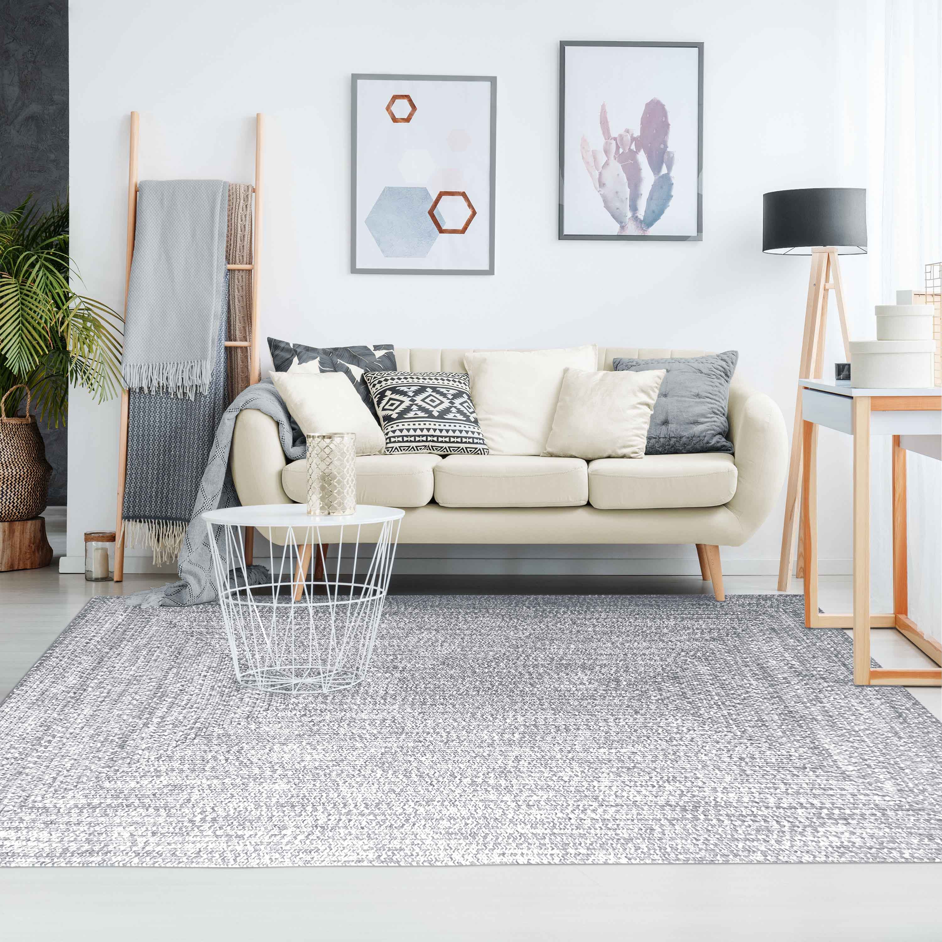 Two-Toned Braided Bohemian Area Rug - Indoor/Outdoor Use for Living Room, Patio & Bedroom Decor