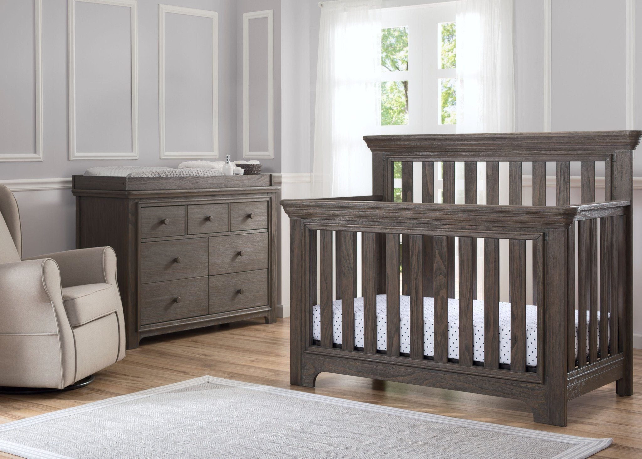 Langley 4-in-1 Convertible Baby Crib - Toddler Bed, Daybed & Full-Size Bed - Safe Nursery Furniture for Newborns to Teens - Perfect for Bedrooms, Daycare & Guest Rooms