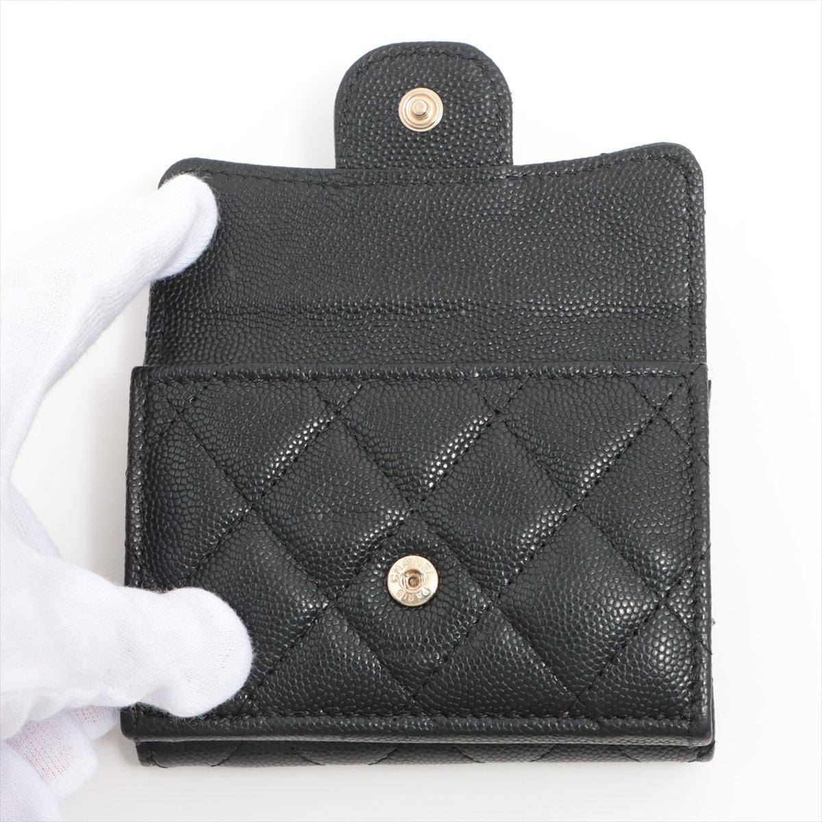 Chanel Caviar Skin Compact Wallet for Women - Black Leather Luxury Wallet - Perfect for Everyday Use & Special Occasions