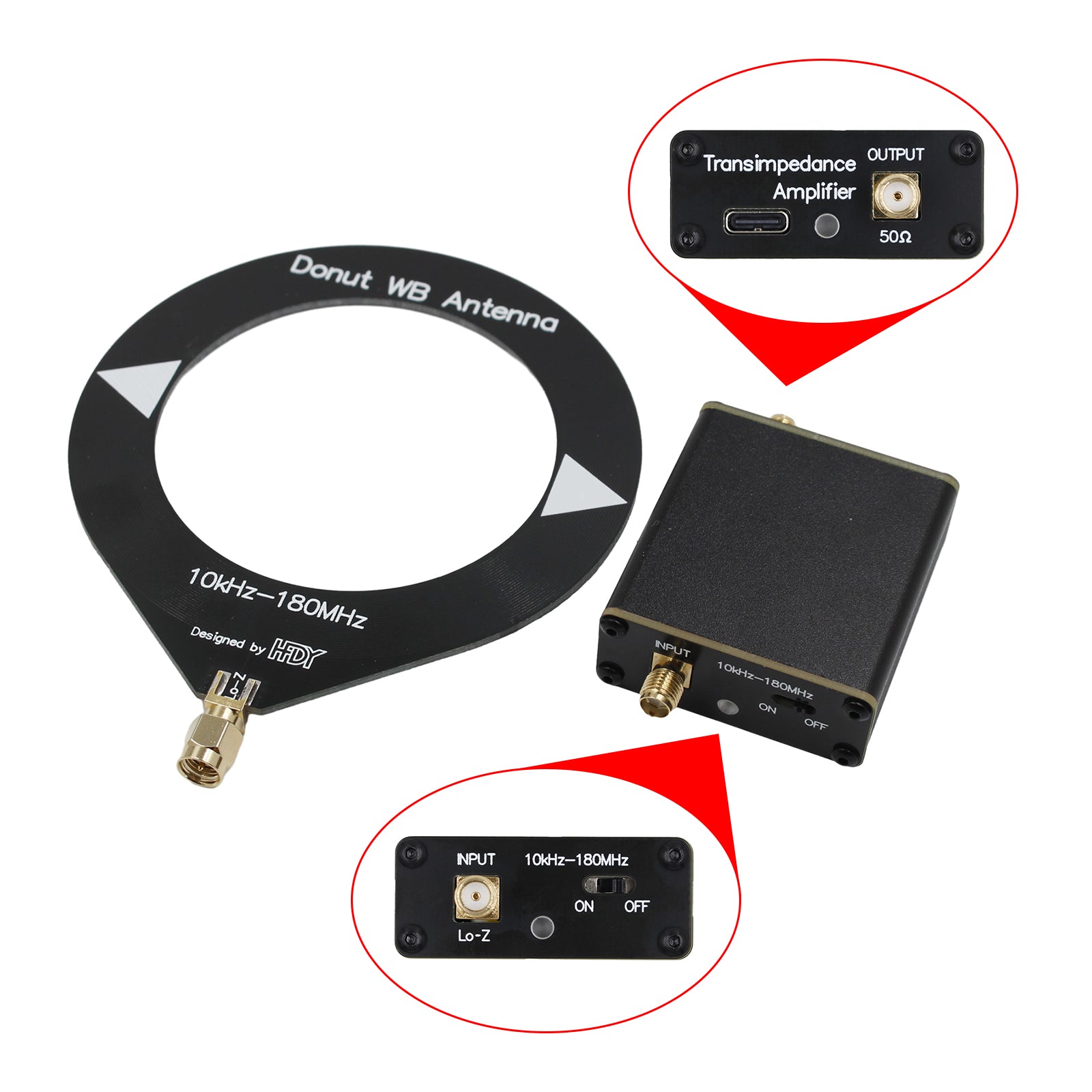 10Khz - 180Mhz Upgraded Donut Broadband Antenna with Low Impedance Converter - High Performance Signal Booster for Ham Radio, CB Radio & Marine Communication
