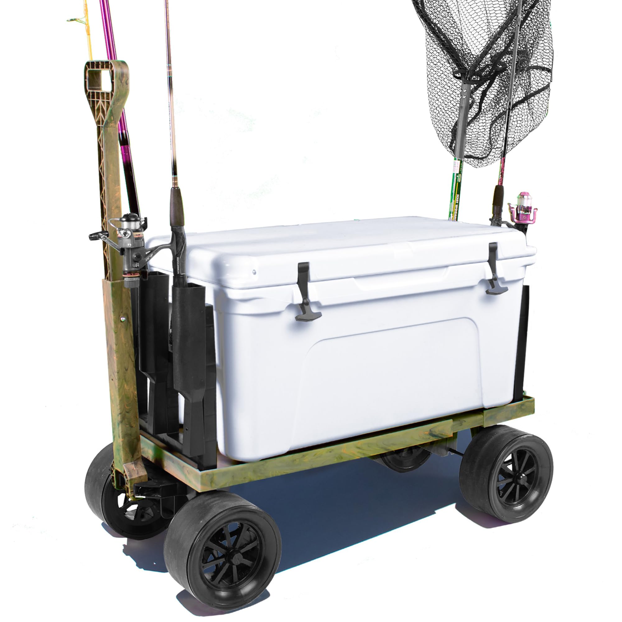 Mighty Max Collapsible Outdoor Utility Wagon - 250lb Capacity All-Terrain Cart with Cooler Wheels & Rod Holders for Fishing, Camping, Gardening & Yard Work | Heavy Duty Camo Folding Wagon for Beach, Tailgating & Outdoor Adventures