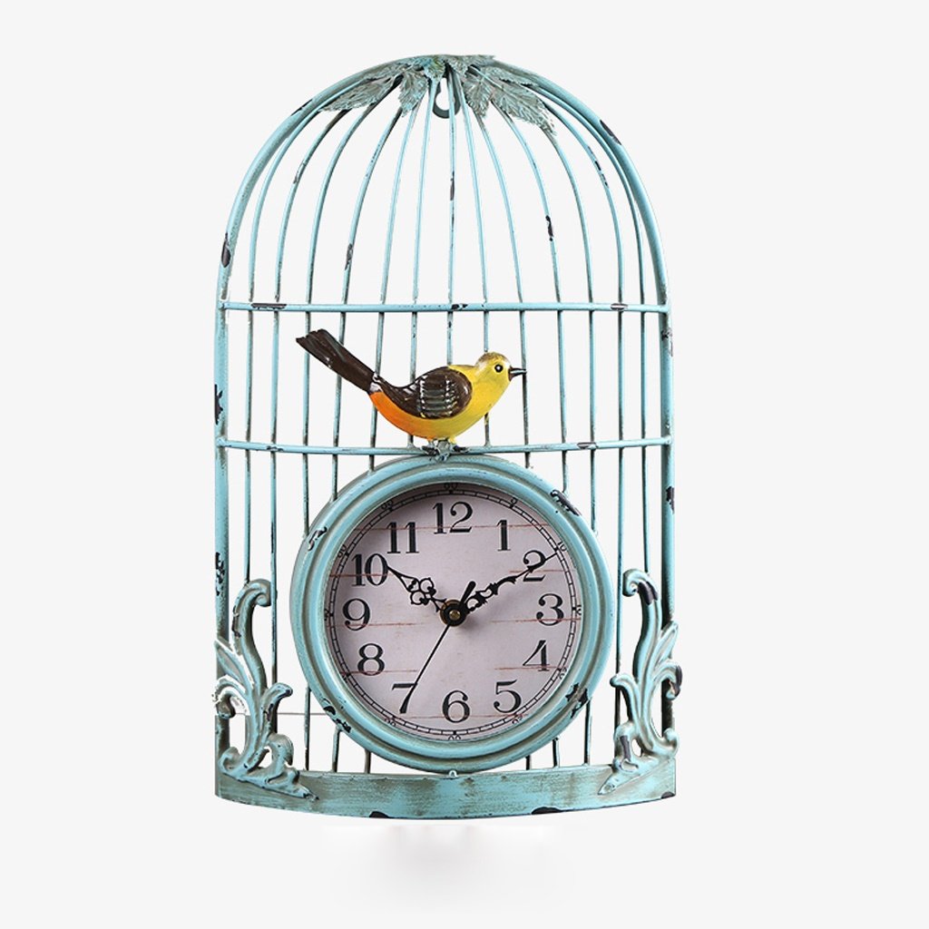 Vintage Birdcage Wall Clock with Iron Branches - Silent Quartz Decorative Clock for Bedroom, Living Room & Office - Unique Retro Home Decor Gift Idea