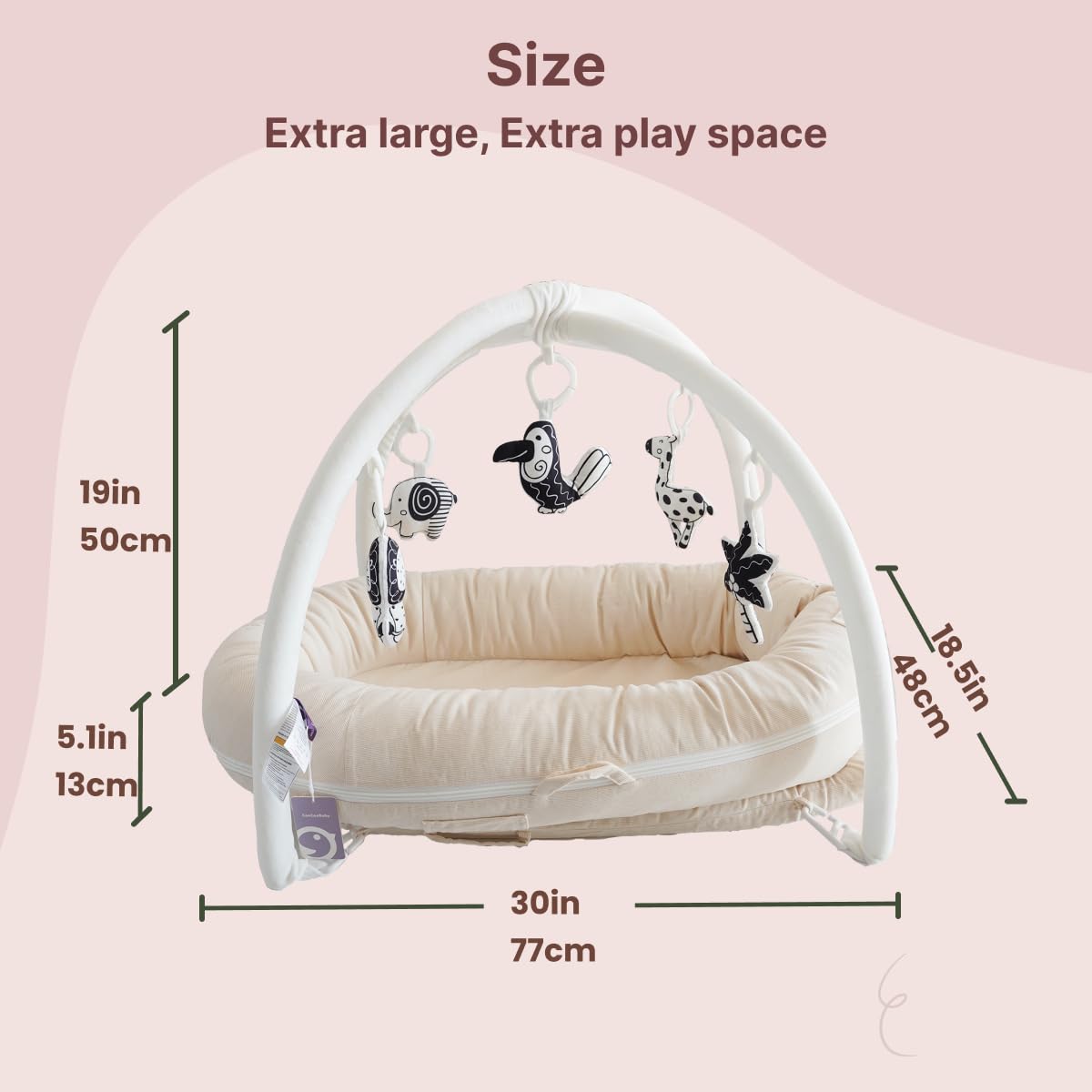 Premium Baby Lounger & Infant Nest - 100% Cotton Portable Travel Bed for Newborns 0-12 Months | Soft & Breathable Crib Cover for Boys & Girls | Perfect for Nursery, Travel & On-the-Go Parenting (Creamy White)