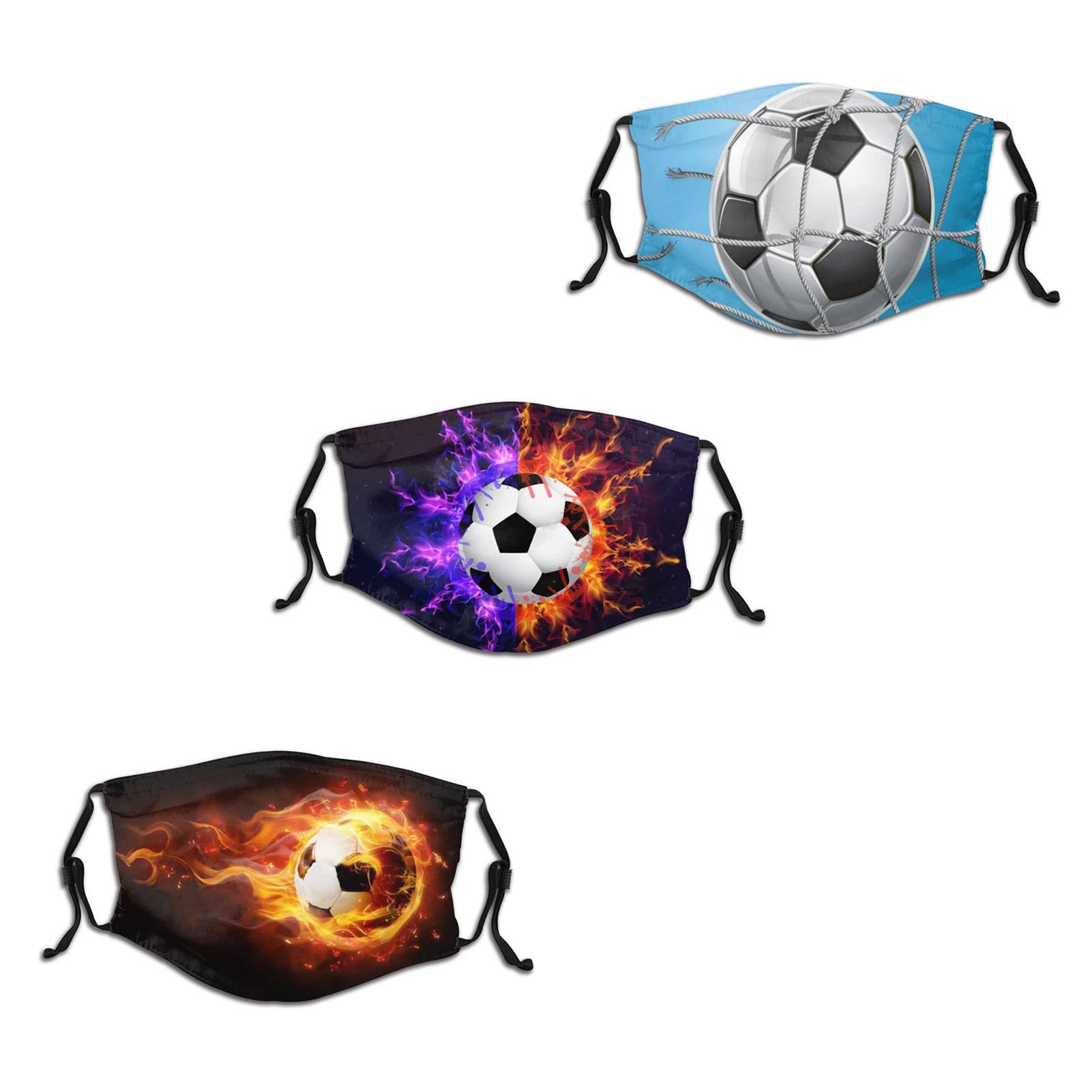 3-Pack Reusable Cotton Face Masks for Men & Women - Washable, Breathable Fabric with 6 Filters - Perfect for Daily Use, Travel & Outdoor Activities