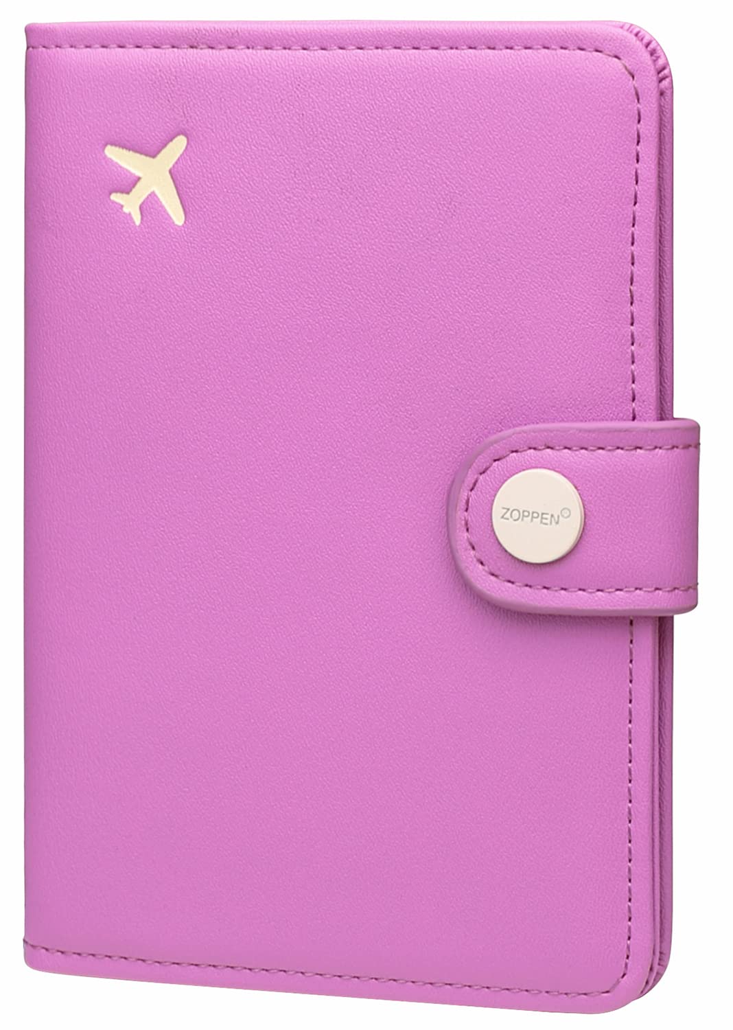 ZOPPEN RFID Blocking Passport Holder for Women - Travel Wallet Cover with Document Organizer, Violet Purple - Perfect for Air Travel, Vacations & Business Trips