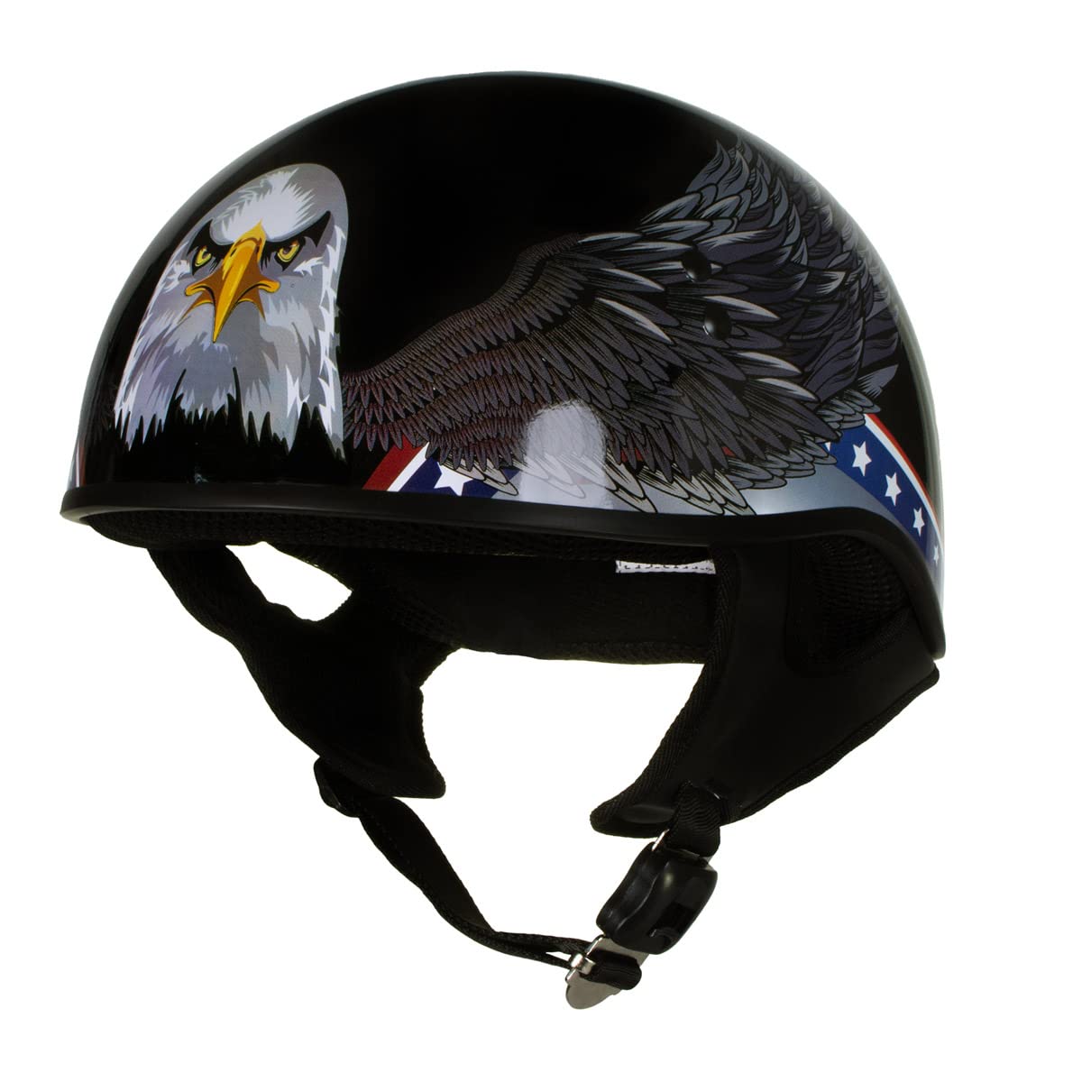 Hot Leathers HLT68 Eagle Black DOT Approved Motorcycle Half Helmet - Advanced Safety Skull Cap for Bikers (X-Large) | Perfect for Cruiser, Harley & Street Riding