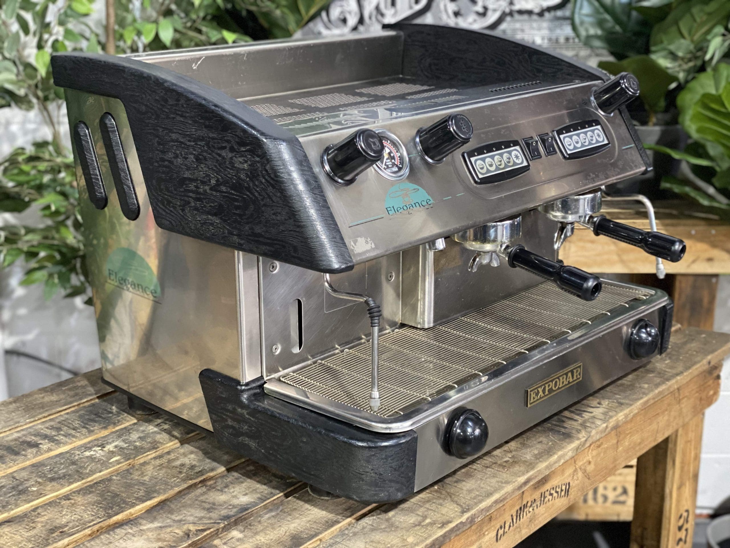 Expobar Elegance Low Cup 2 Group Espresso Machine - Black & Stainless Steel Commercial Coffee Maker for Cafes, Restaurants and Coffee Shops