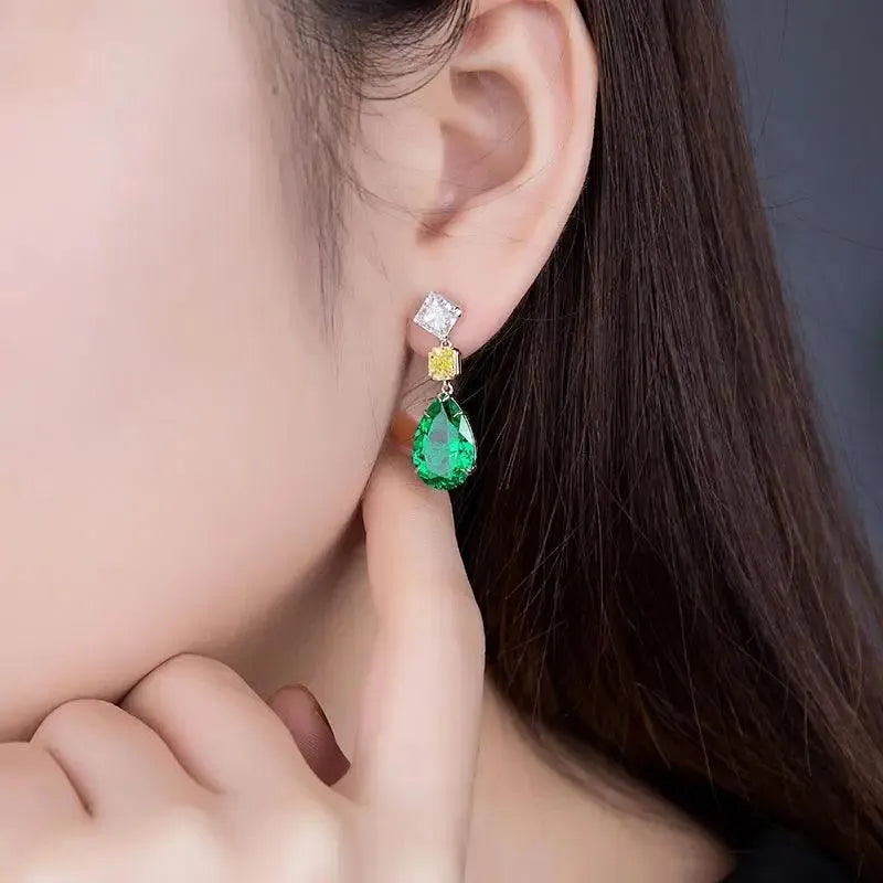 10K Gold Lab-Created Emerald Earrings with Moissanite – Hydrothermal Emerald Fine Jewelry for Women – Perfect for Parties, Weddings & Gifts