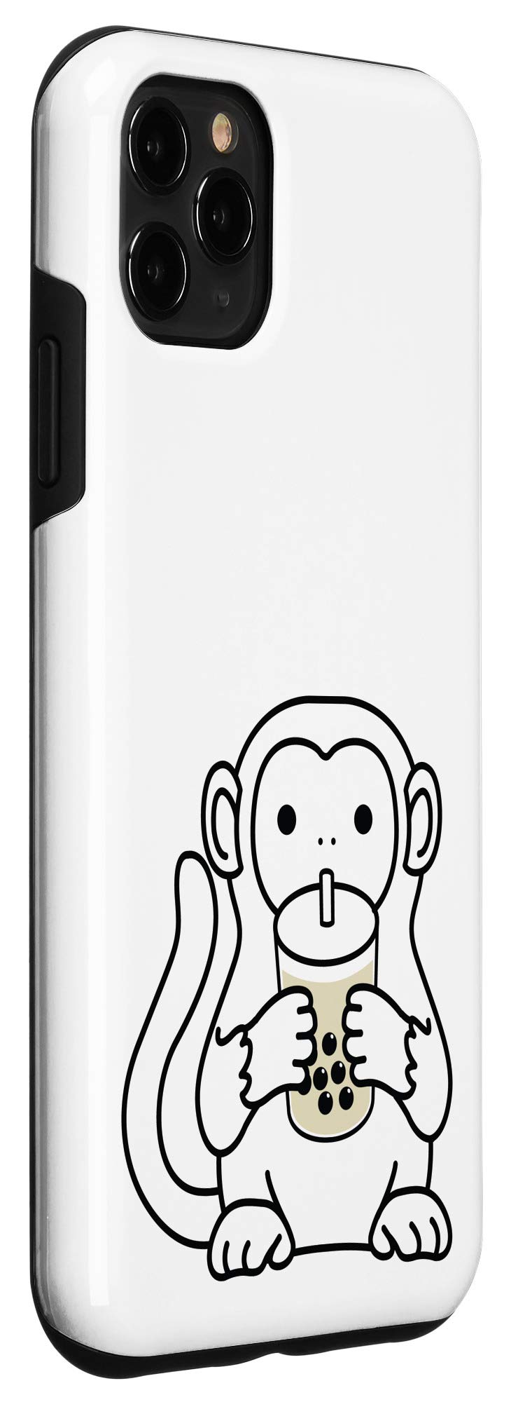 iPhone 11 Pro Max Cute Baby Monkey Drinking Boba Bubble Milk Tea Phone Case - Trendy Protective Cover for iPhone 11 Pro Max - Perfect Gift for Tea Lovers & Animal Fans
