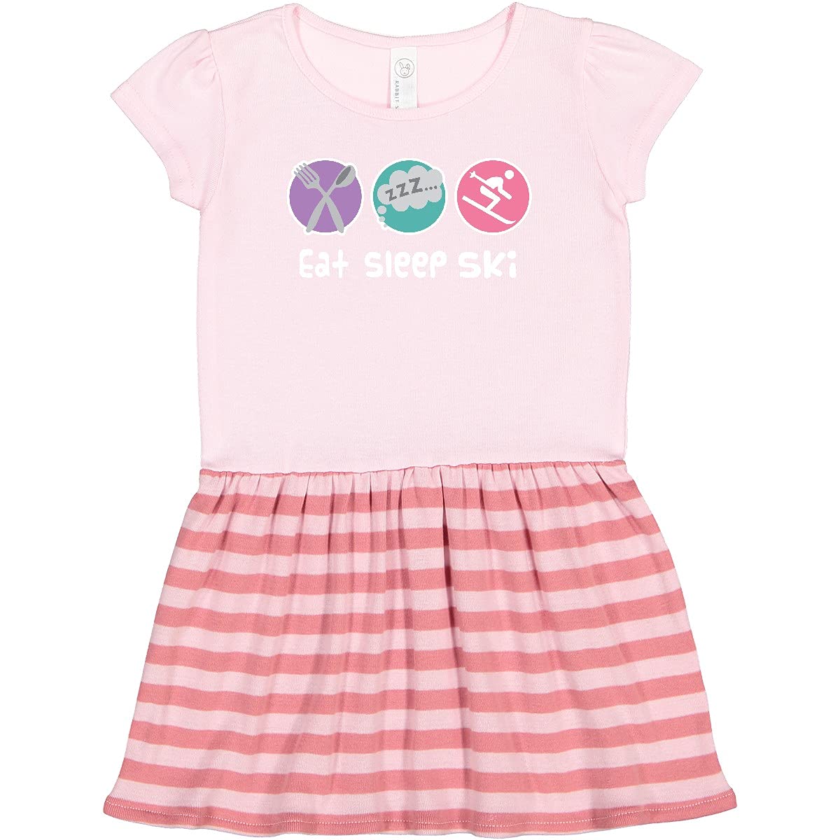 Inktastic Skiing Eat Sleep Ski Sports Toddler Dress - Cute & Comfortable Ski Outfit for Baby Girls & Boys - Perfect for Winter Vacations, Snow Trips & Ski Resorts