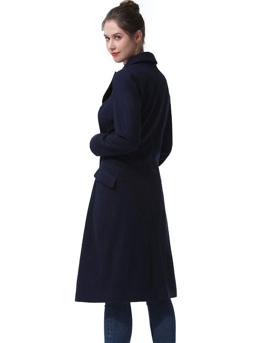 BGSD Women's Bri Wool Blend Double Breasted Long Pea Coat - Plus Size & Petite Options | Warm Winter Outerwear for Walking, Commuting & Office Wear