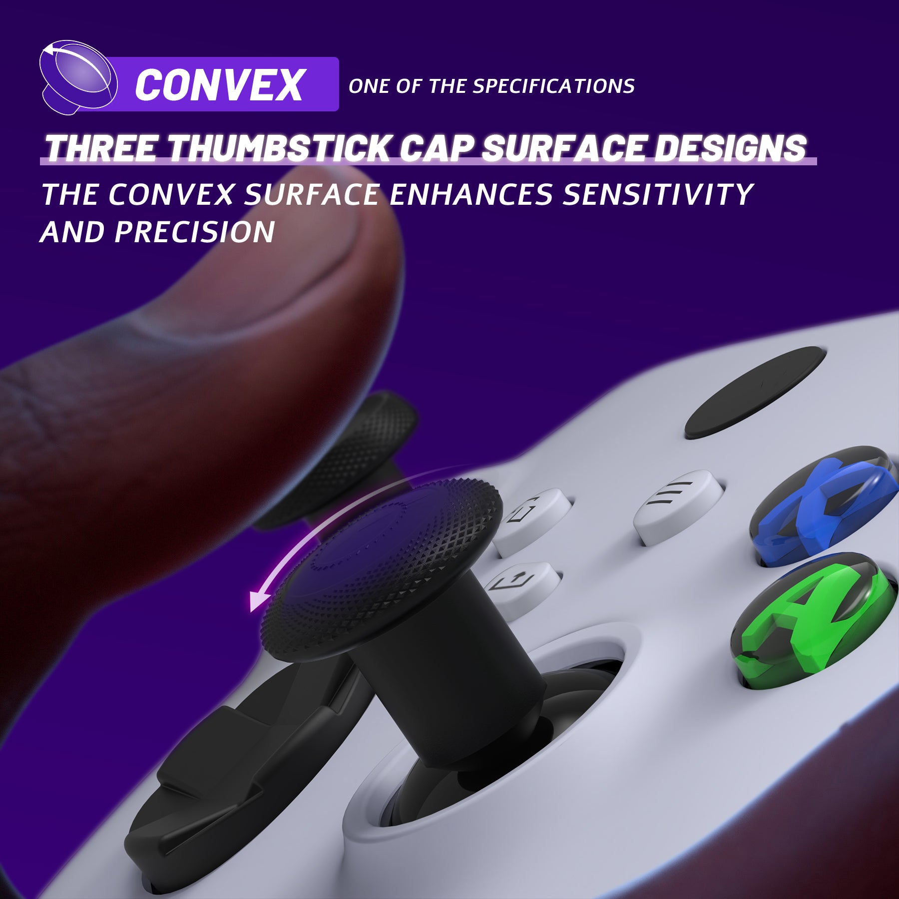 eXtremeRate ThumbsGear V3 Interchangeable Thumbsticks for Xbox Core Controller - 4 Height Adjustable Convex & Concave Grip Joysticks Compatible with Xbox One S/X/Elite & Nintendo Switch Pro Controller (Black, VRVX3M001) - Perfect for Gaming, FPS, Racing & VR Gaming