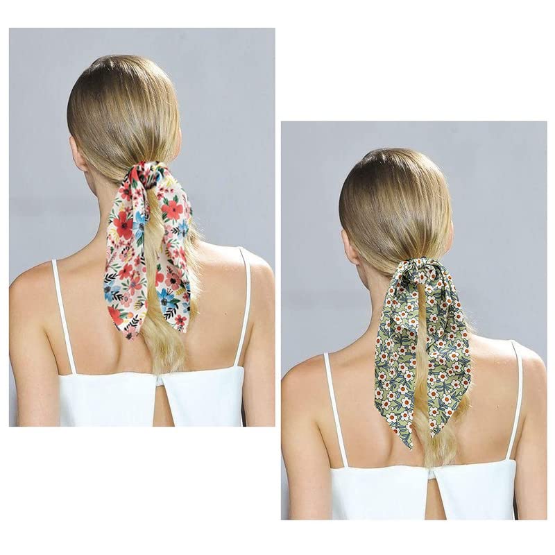 Shidara Floral Chiffon Hair Scrunchies for Women - Soft Elastic Hair Ties, Ribbon Hair Bands & Ponytail Holders (6-Piece Set) - Perfect for Office, Party, Wedding & Everyday Use