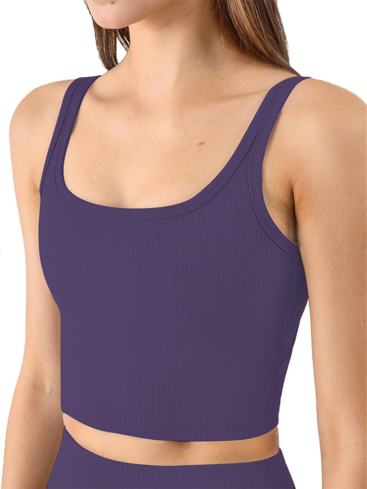 Chilylori Women's Seamless Longline Sports Bra - Ribbed Crop Top Workout Tank for Yoga, Running & Gym Fitness - High Support Athletic Shirt for Active Lifestyles
